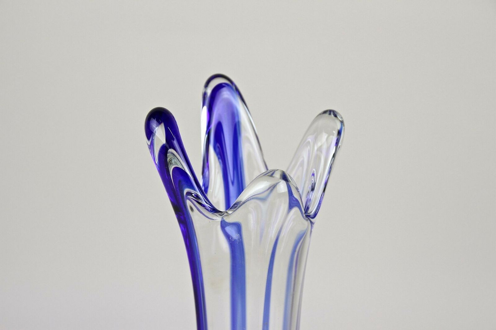 Home Decor Blue/ Clear Murano Glass Vase, Late Mid Century   Italy Ca. 1960/70 photo