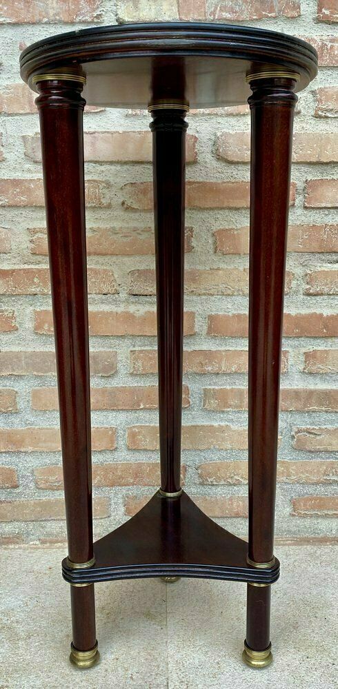 French Style Round Wood Pedestal Table Or Plant Stand, 1950s photo for sale