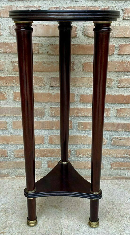 French Style Round Wood Pedestal Table Or Plant Stand, 1950s photo buy