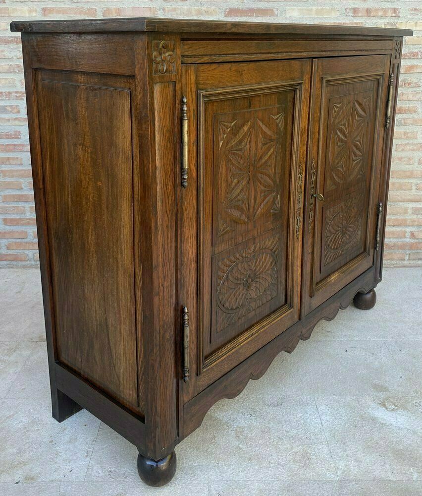 4664.0 19th Century French Walnut 2 Door Buffet With Round Legs photo