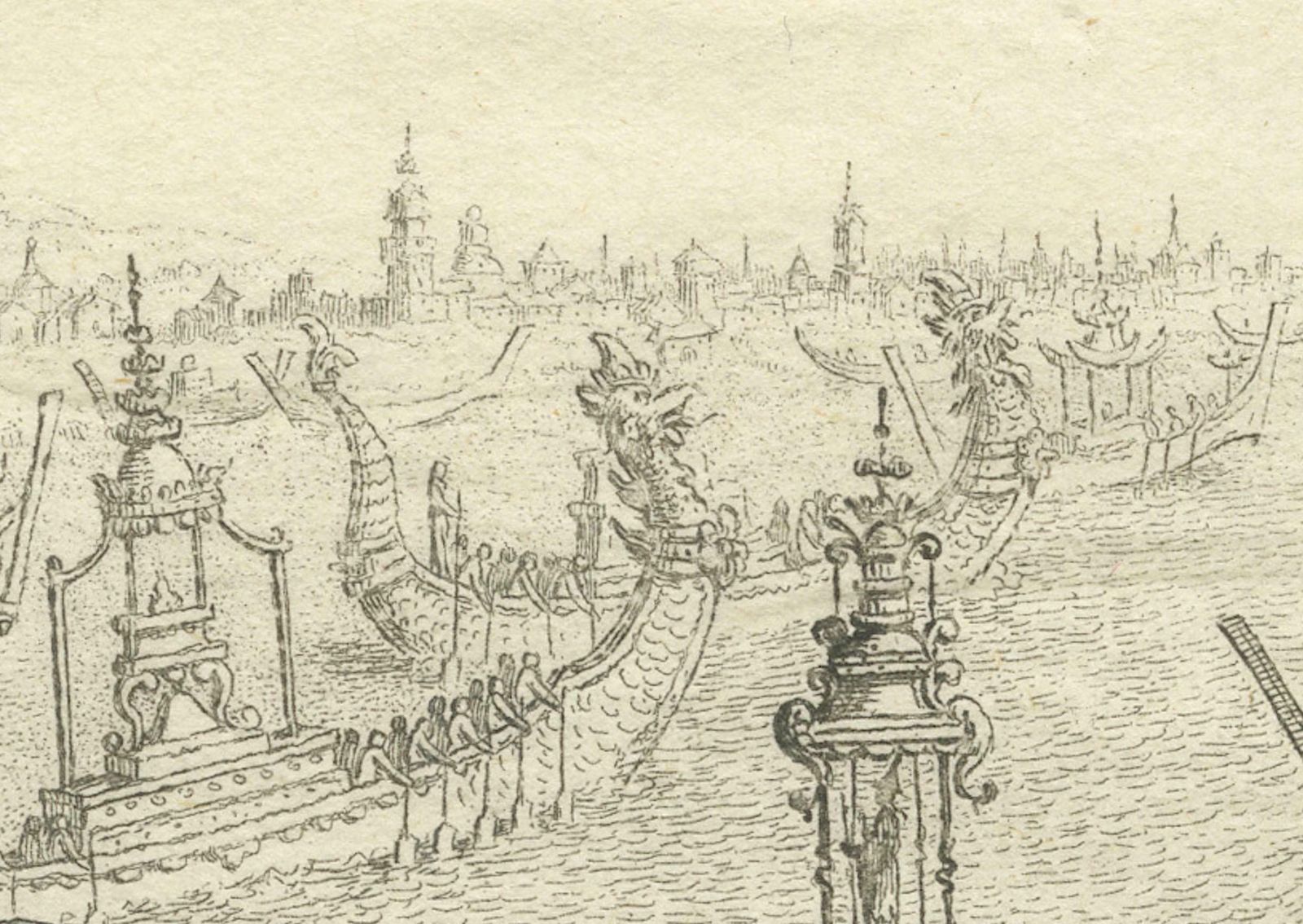 Antique Copperplate Print Of Ayutthaya, 'View Of Siam And Various Boats', 1751 photo 143.0