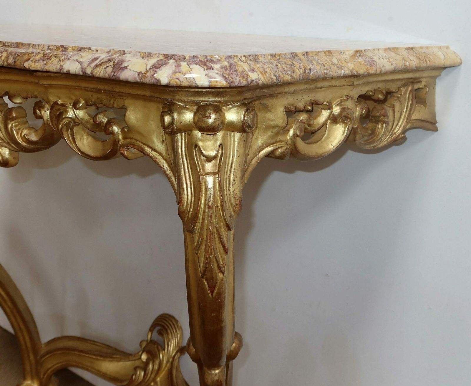 Wall Console In Golden Wood, Louis XV Style – Mid 20th Century photo vinterior