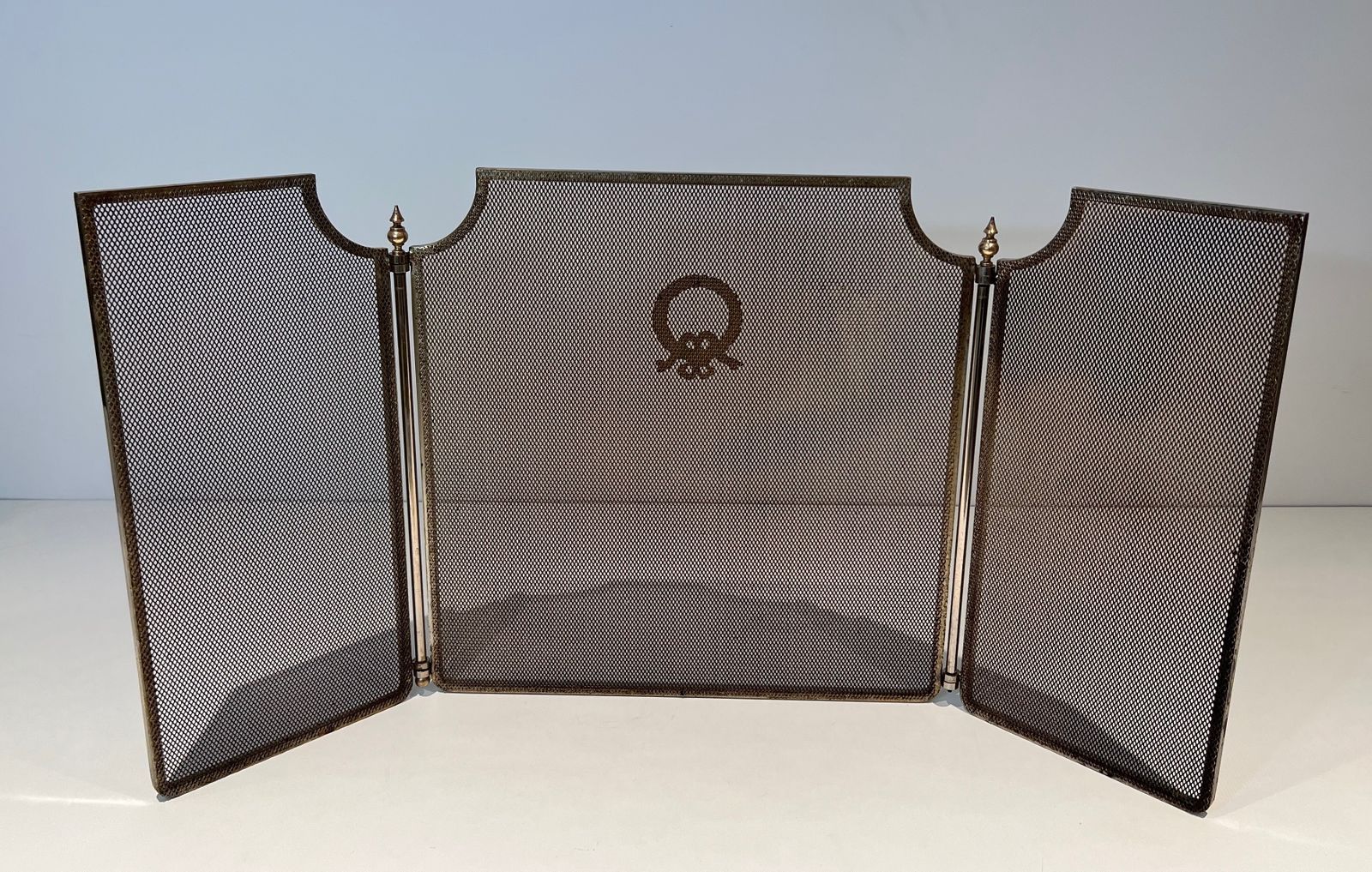 photo vinterior Neoclassical Style Firewall In Steel, Brass And Wire Mesh