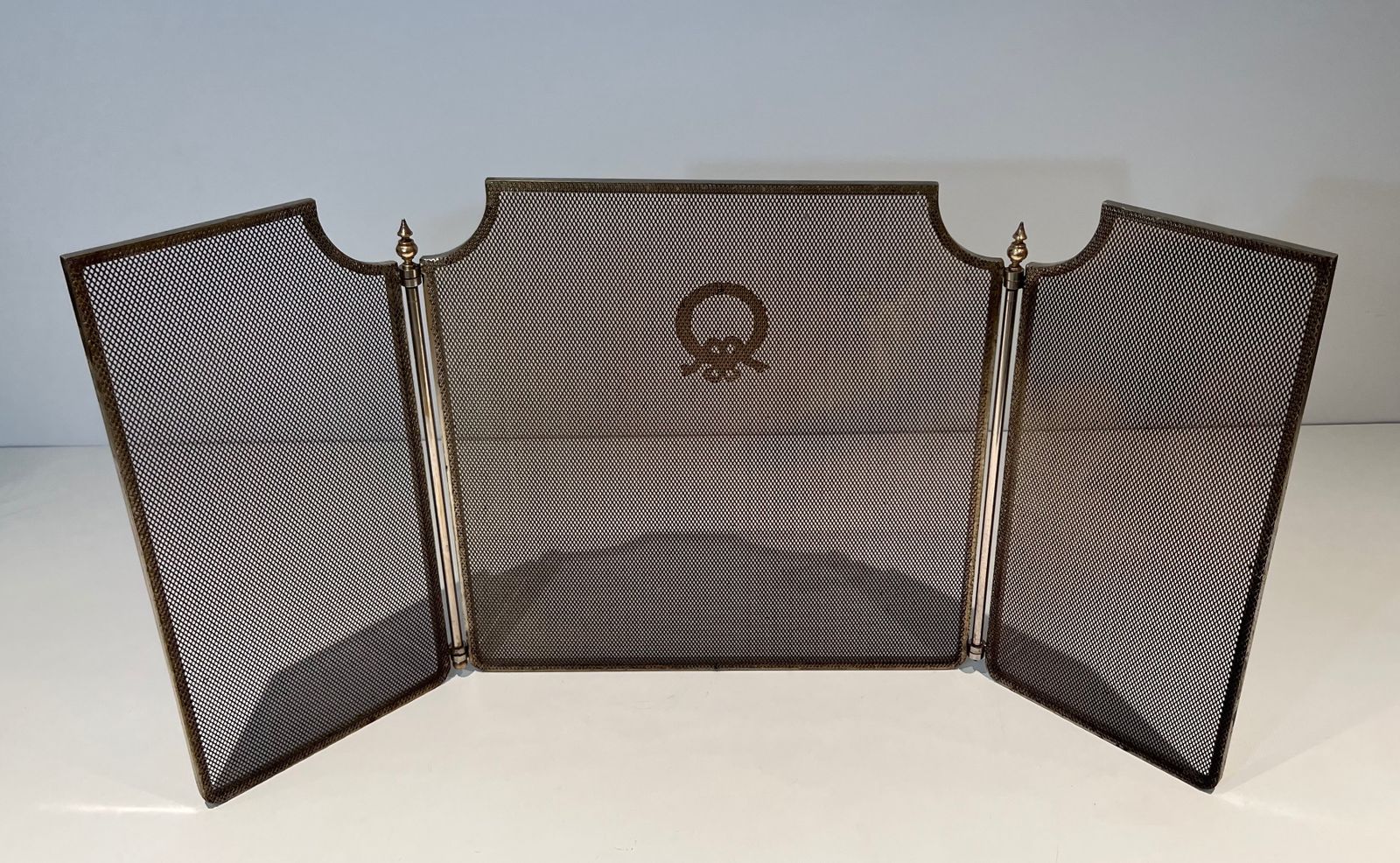 photo buy Neoclassical Style Firewall In Steel, Brass And Wire Mesh