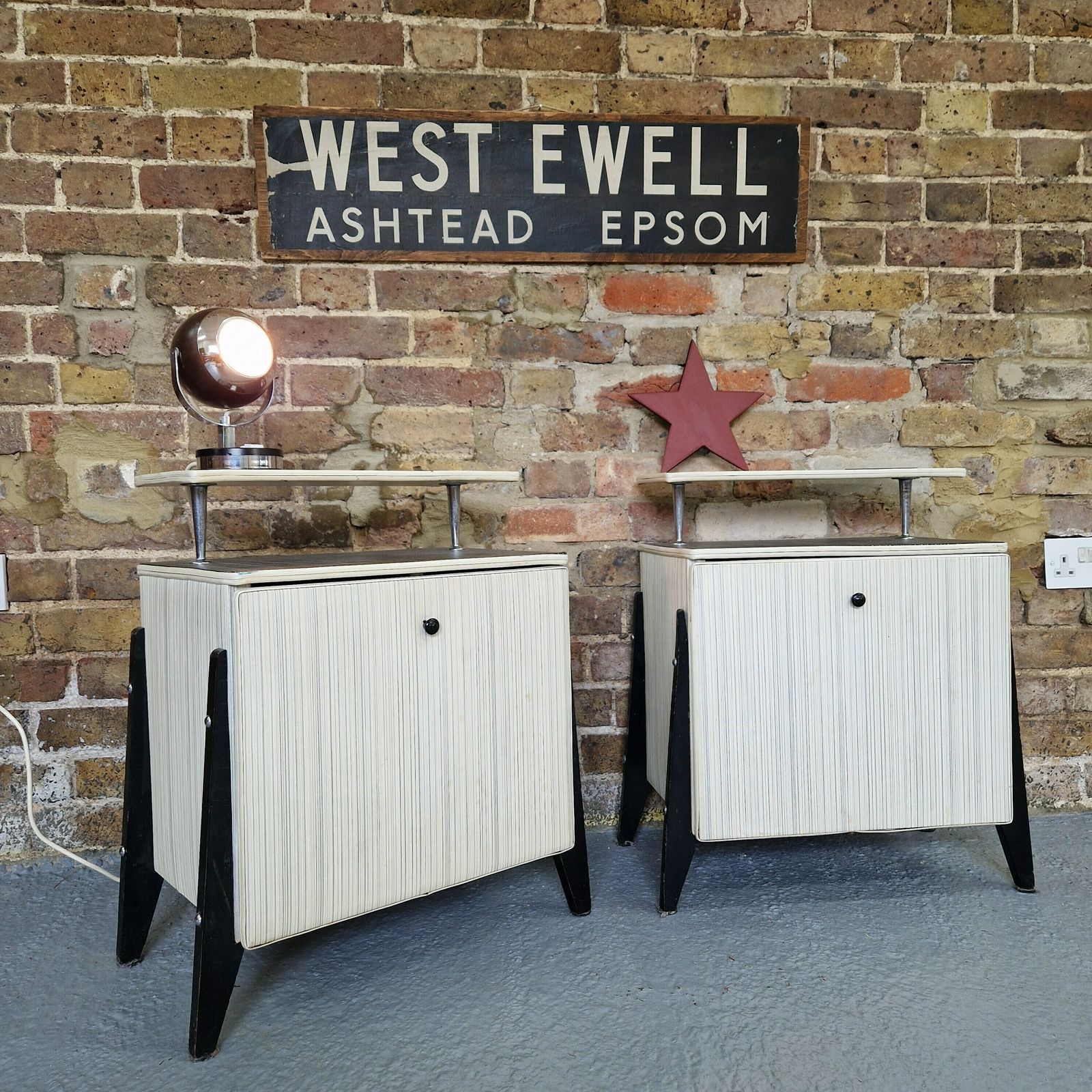 Pair Of Mid Century Atomic Bedside Cabinets Nightstands photo furniture