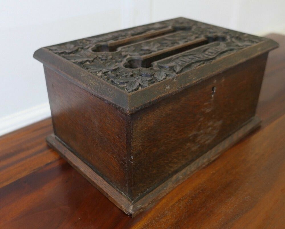 19th Century Carved Oak Correspondence, Post Or Letter Box photo for sale