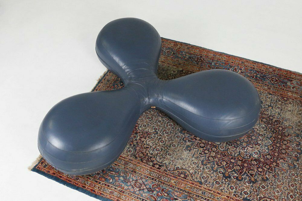 Leather Pouf By Lowie Vermeersch For Durlet, 1999