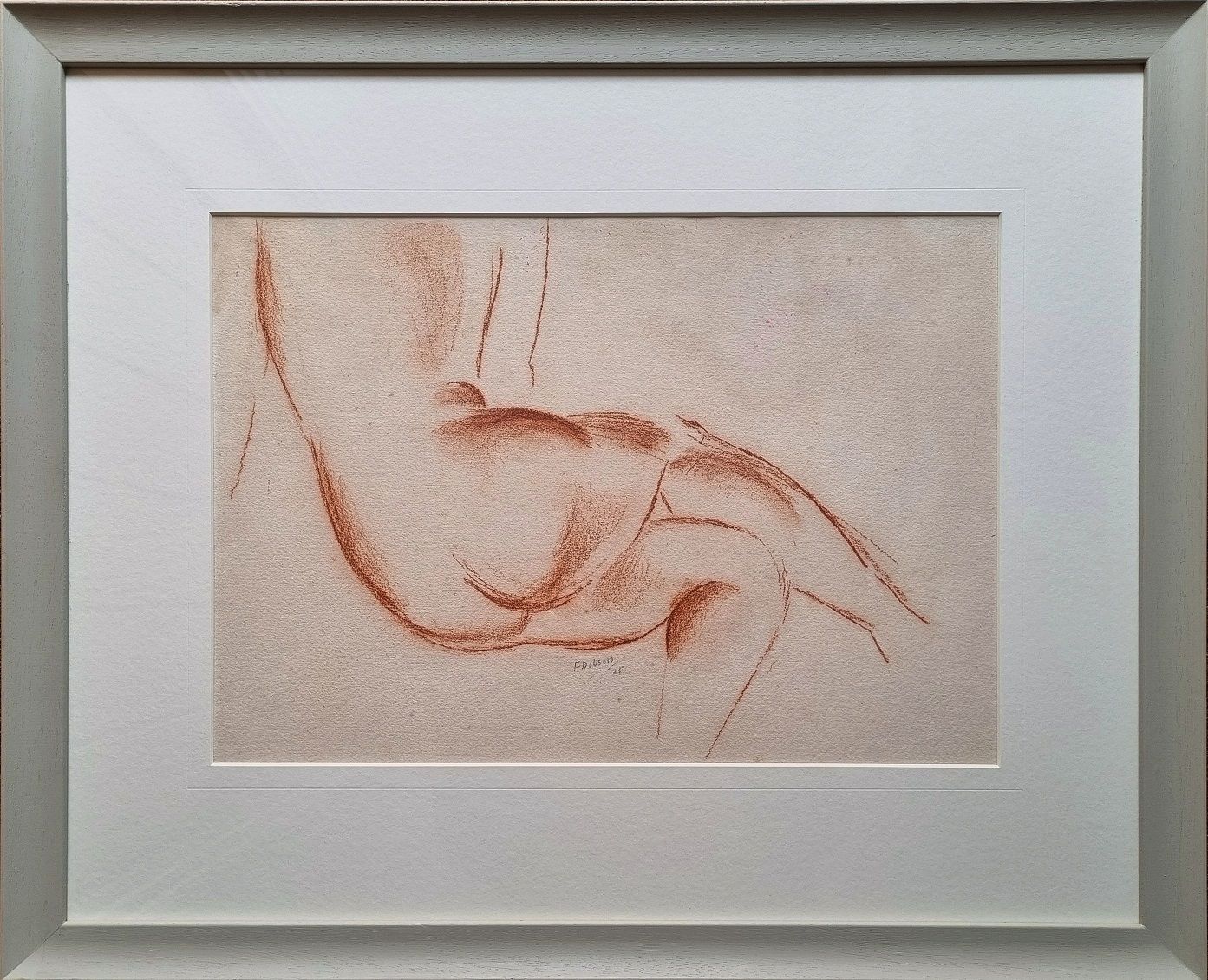 Modern British 20th Century Art By Frank Dobson   Reclining Female Nude With Crossed Legs (Framed Drawing)