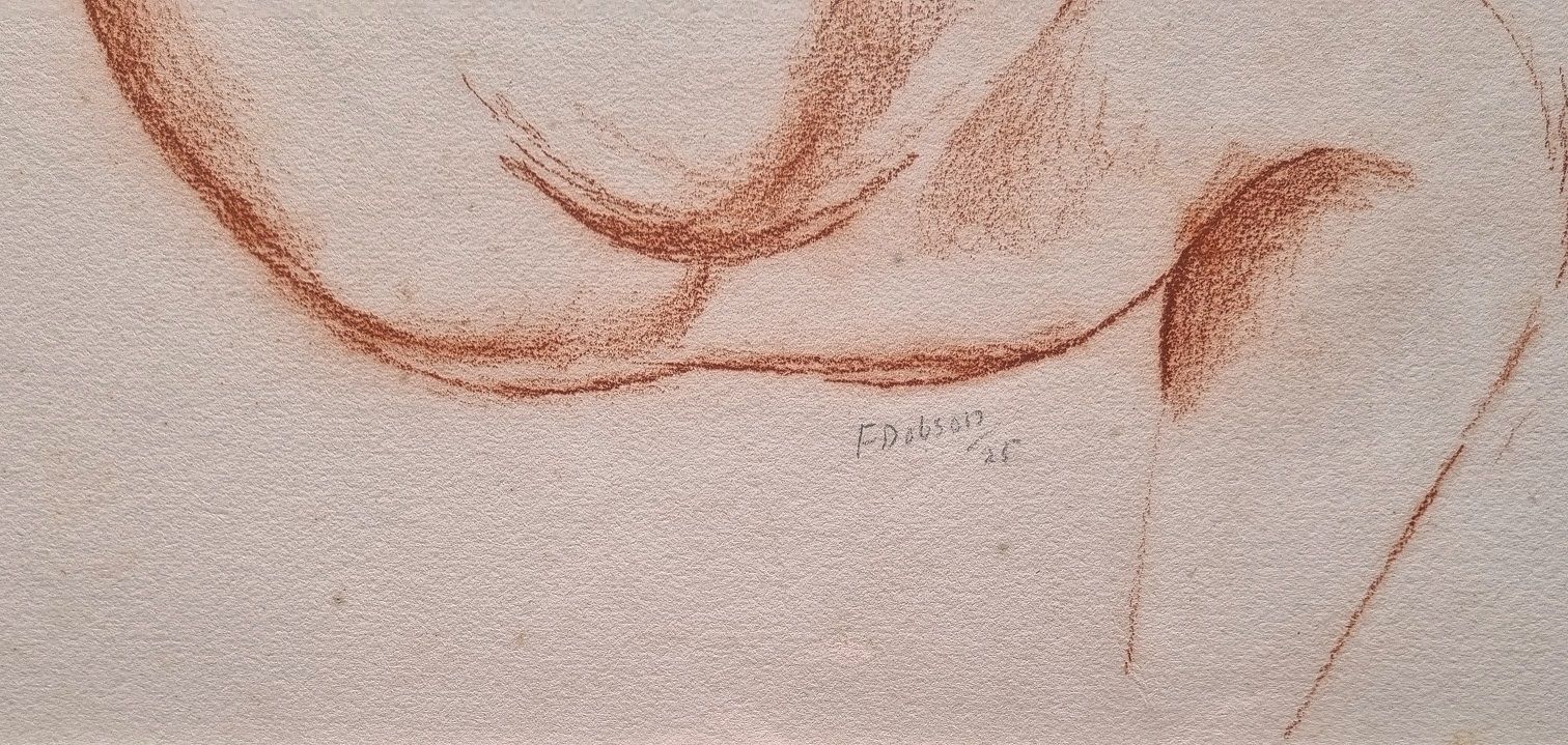 Modern British 20th Century Art By Frank Dobson   Reclining Female Nude With Crossed Legs (Framed Drawing) photo for sale