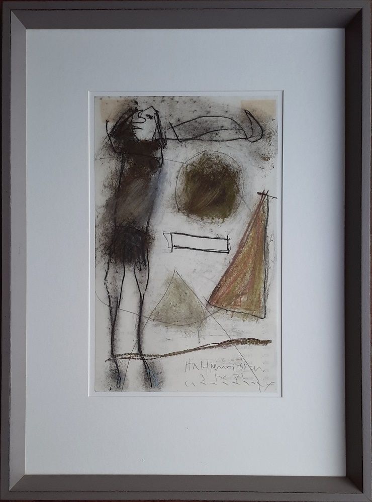 Modern British Art By Roy Turner Durrant   Halfpenny Green, 1970s (Framed Painting In Mixed Media) photo furniture
