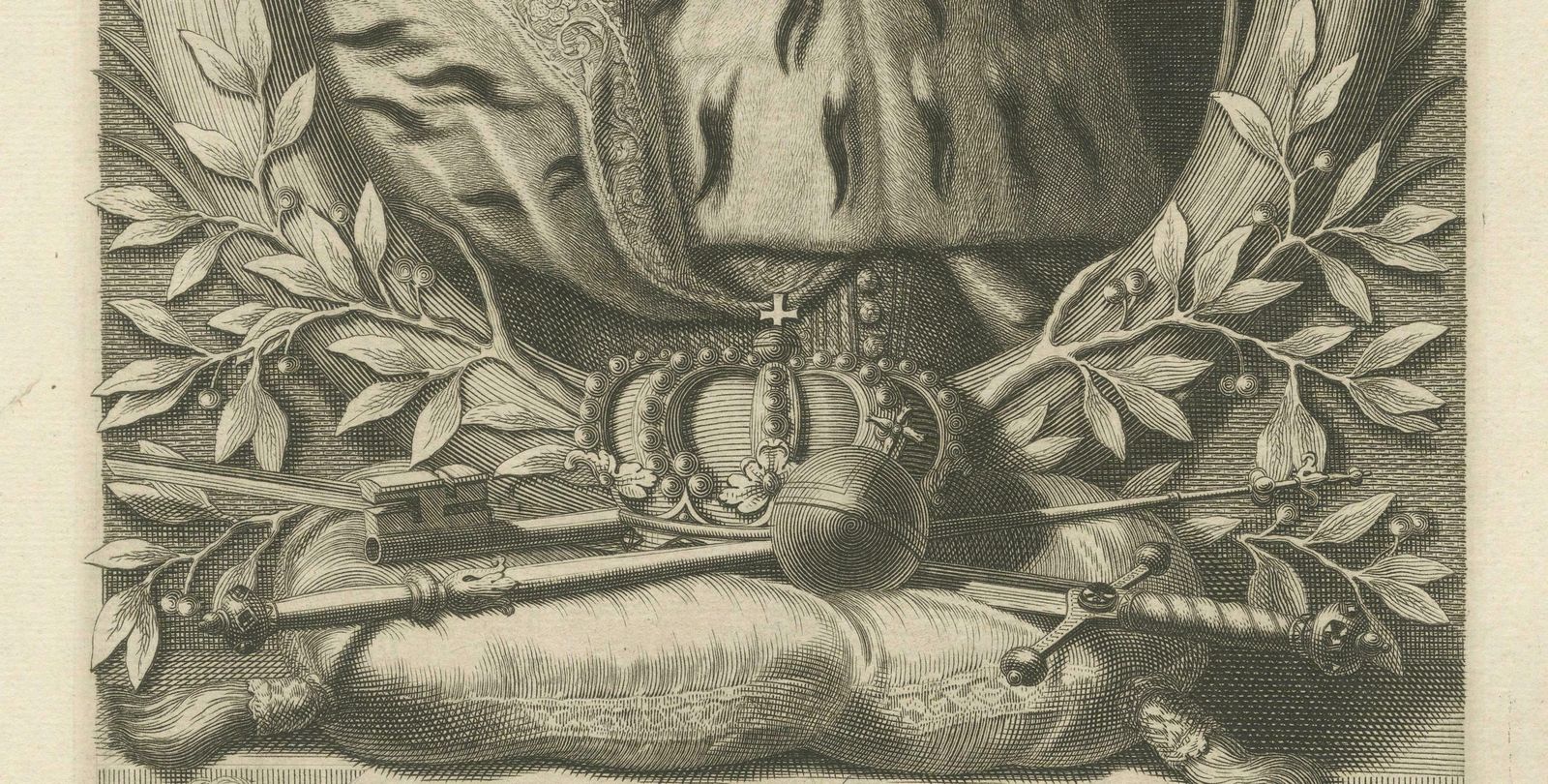 Original Antique Portrait Of Charles Xi Of Sweden, Engraved In 1698 photo for sale