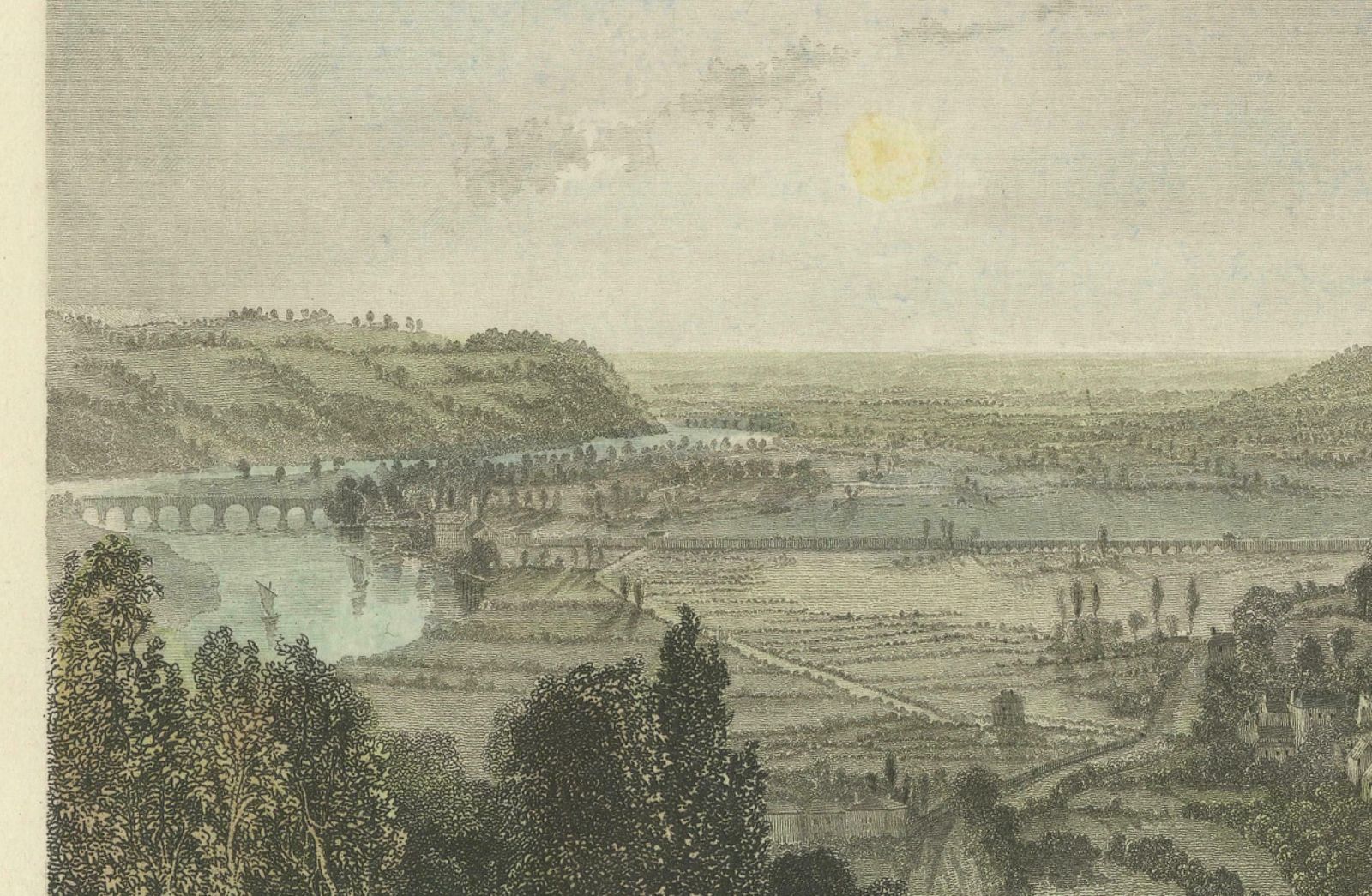 View Of Nottingham And The Trent River In A Steel Engraving, 1836 photo Art