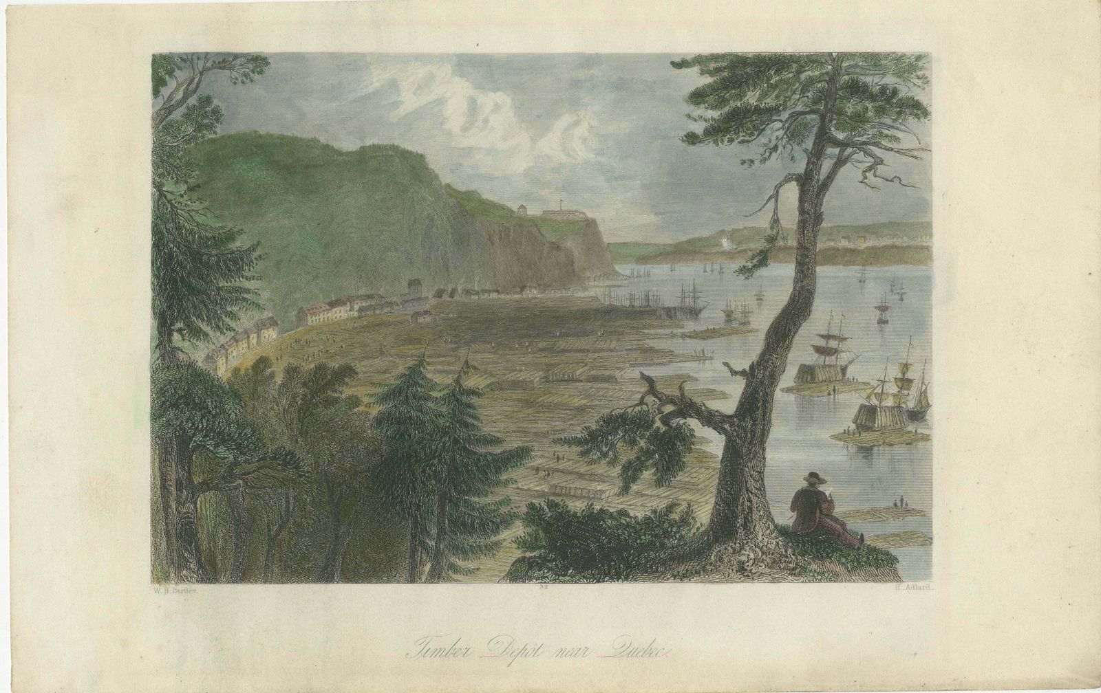 Engraving Of A Wood Depot On The St Lawrence River Near The City Of Quebec, 1850 photo furniture