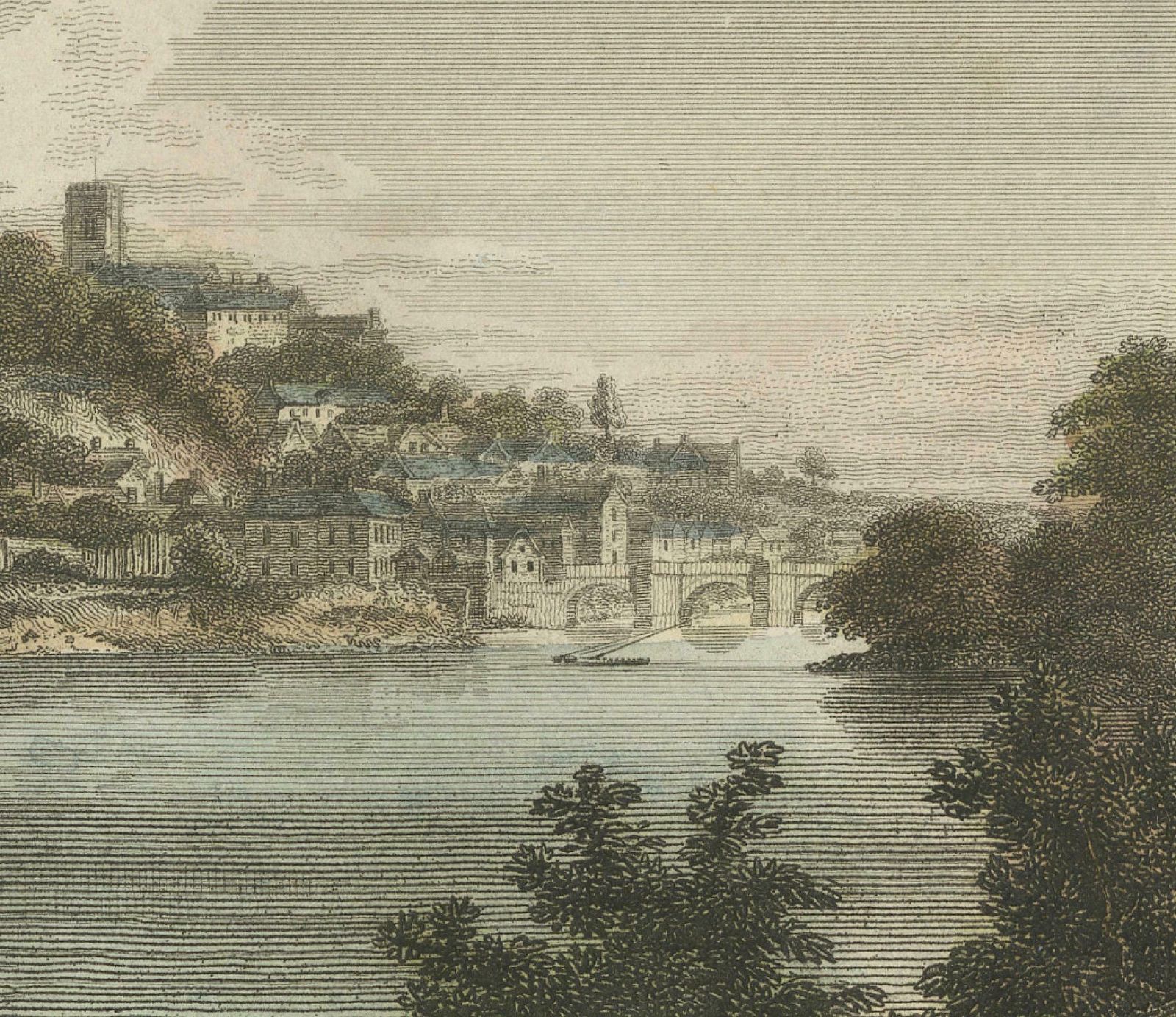 Engraved View Of Bridgnorth, A Town In Shropshire, England, 1807 photo for sale
