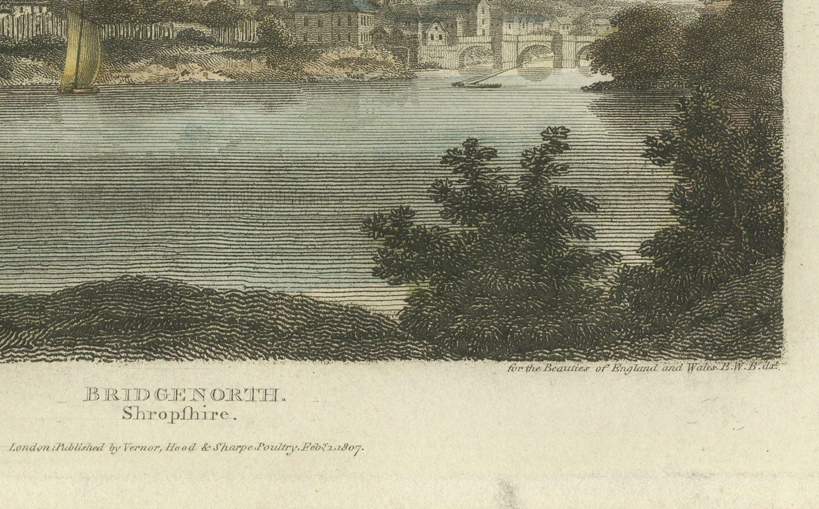 Engraved View Of Bridgnorth, A Town In Shropshire, England, 1807 photo vinterior