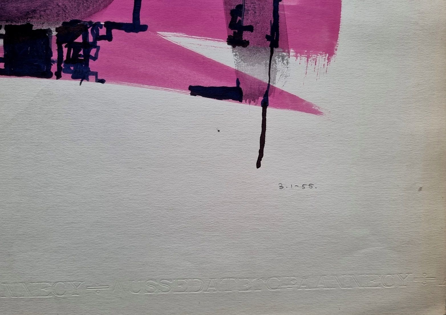 Modern British Art By Bernard Kay – Abstract In Pink (Framed Mixed Media Painting) photo furniture