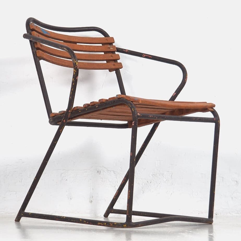 Antique Outdoor Chair With Armrests (C.1920) photo furniture
