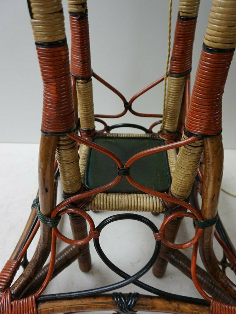 photo for sale Art Nouveau Rattan Wicker Floor Lamp, 1890s