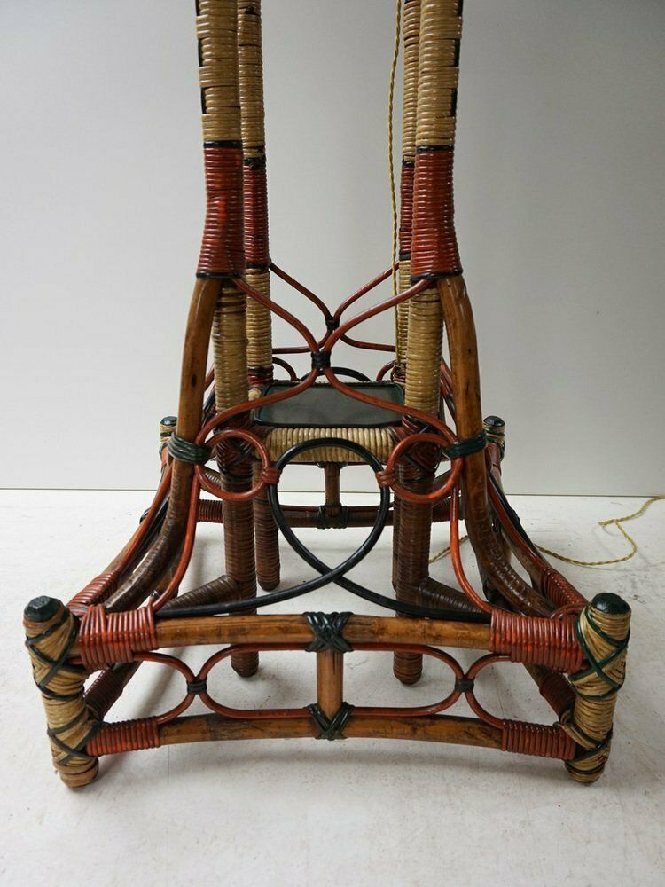Lighting Art Nouveau Rattan Wicker Floor Lamp, 1890s photo