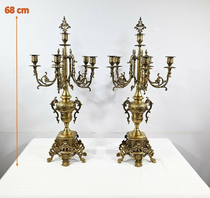 Pair Of Important Gilt Bronze Candelabra, Louis XIV Style – Early 19th Century