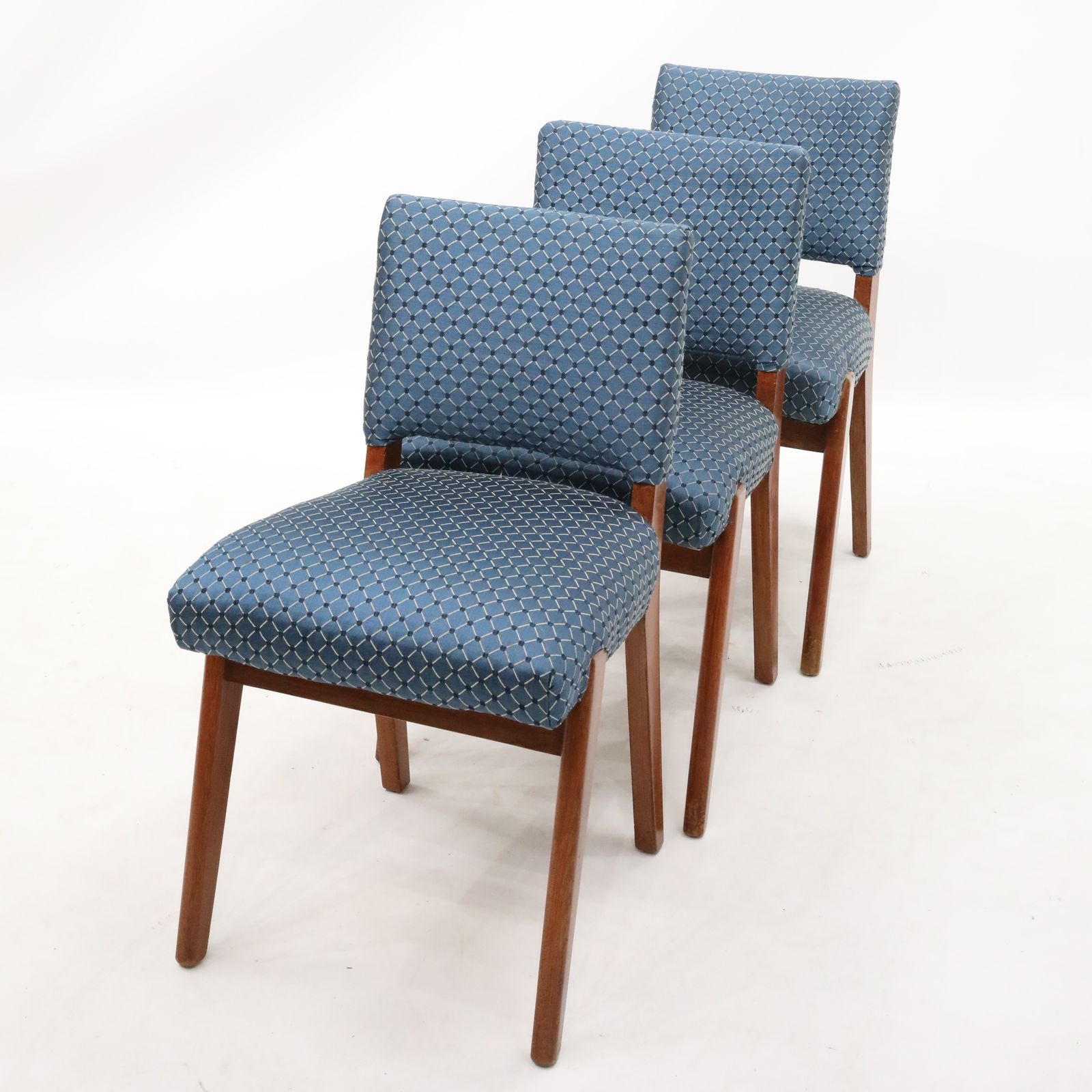 3 Retro Teak Chairs Blue/Teal Upholstery Scandinavian Style Free Uk Delivery photo furniture