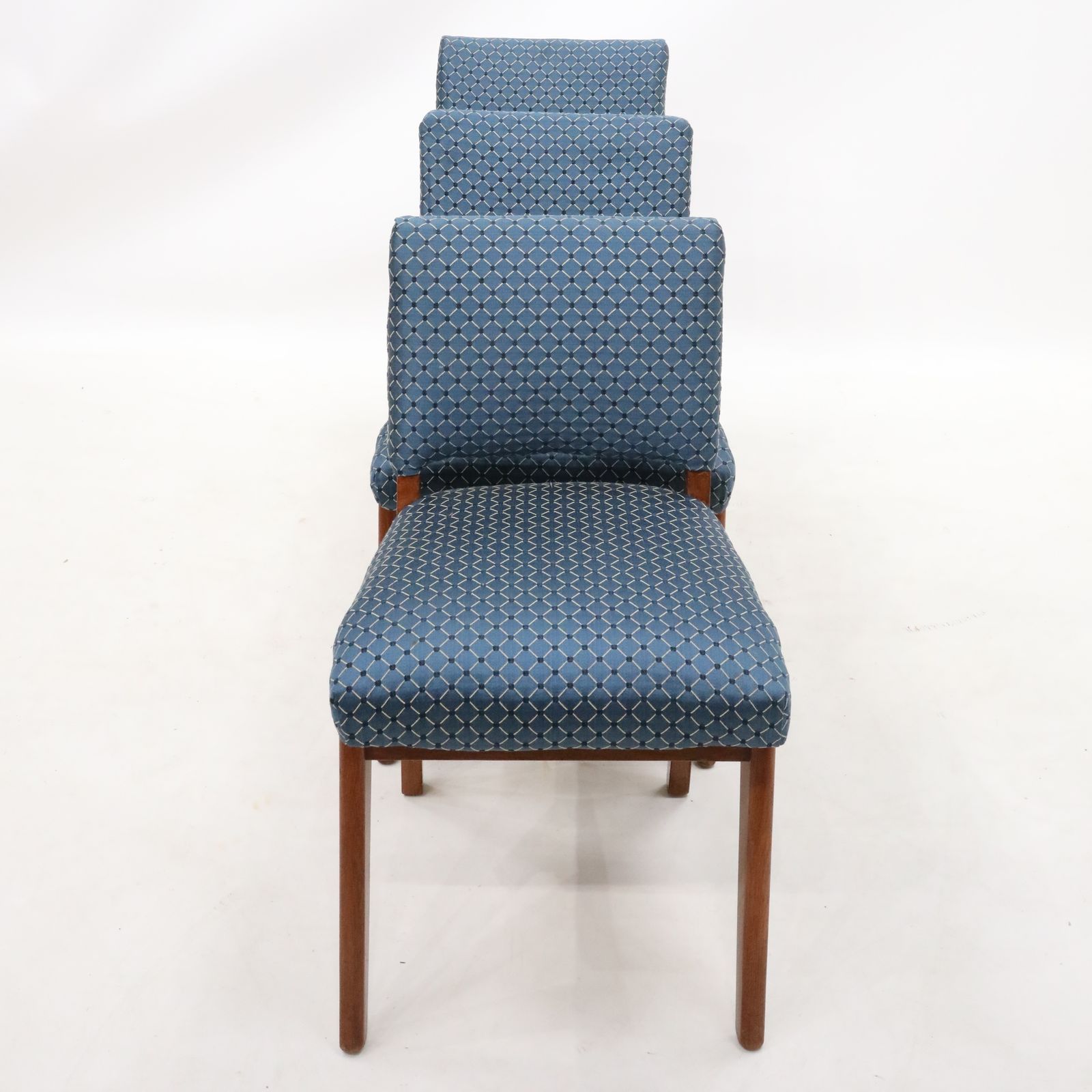 3 Retro Teak Chairs Blue/Teal Upholstery Scandinavian Style Free Uk Delivery photo vinterior