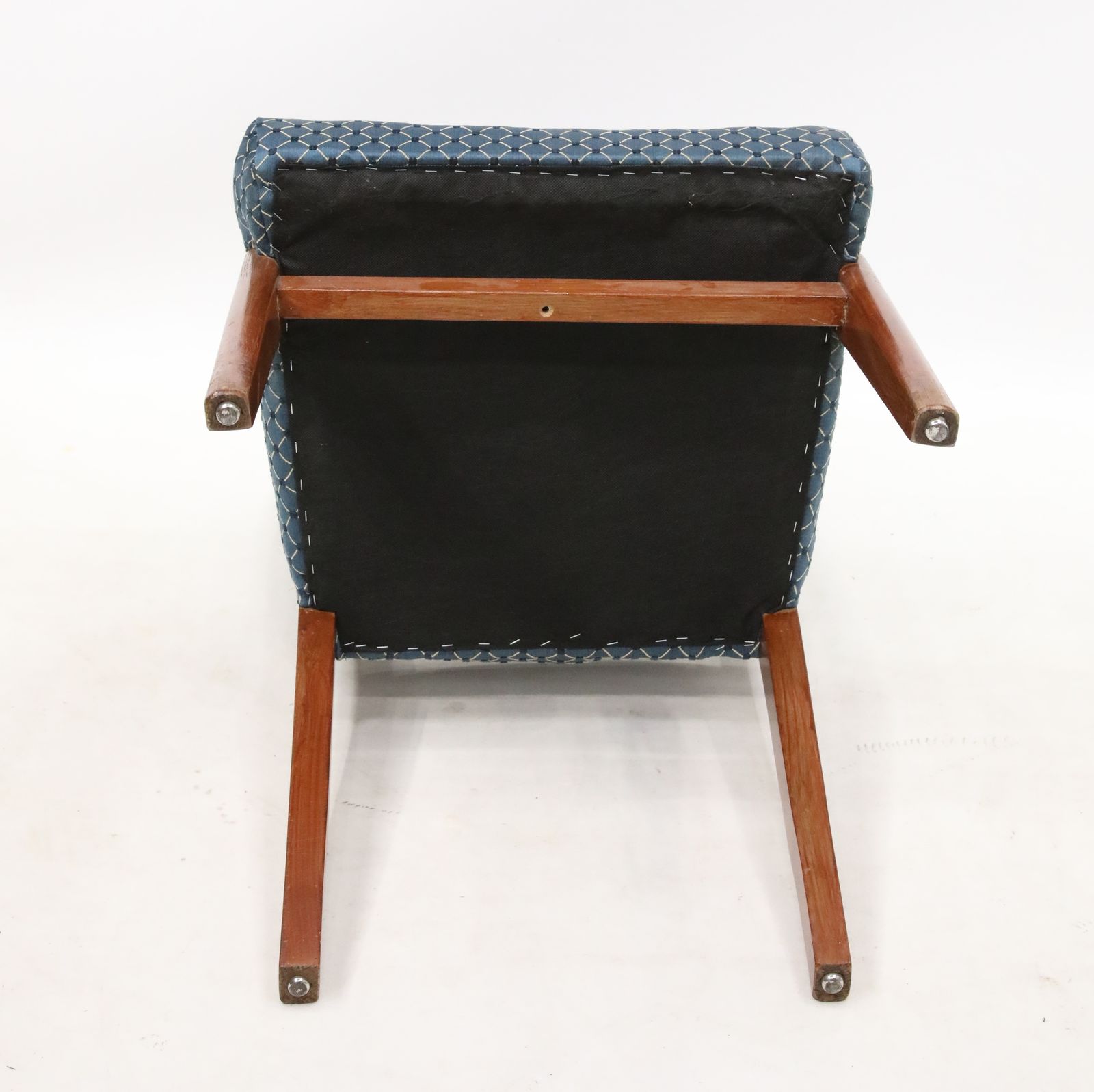 Furniture 3 Retro Teak Chairs Blue/Teal Upholstery Scandinavian Style Free Uk Delivery photo