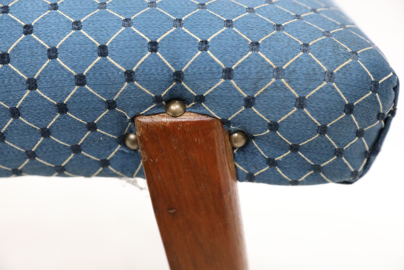 187.0 3 Retro Teak Chairs Blue/Teal Upholstery Scandinavian Style Free Uk Delivery photo