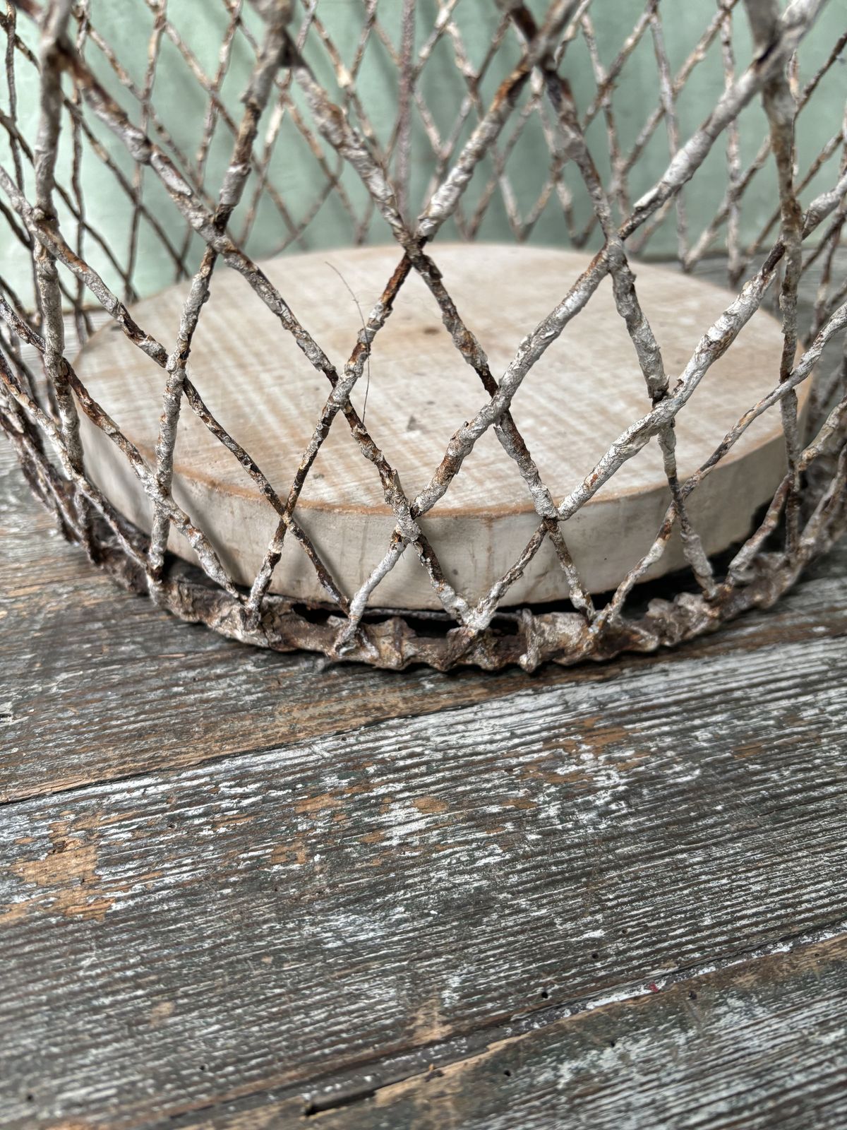 Antique Country House Wirework Log Bin Planter Priced Individually photo for sale