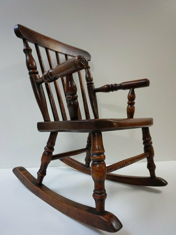 Antique Windsor Children's Rocking Chair, 1850 photo vintage