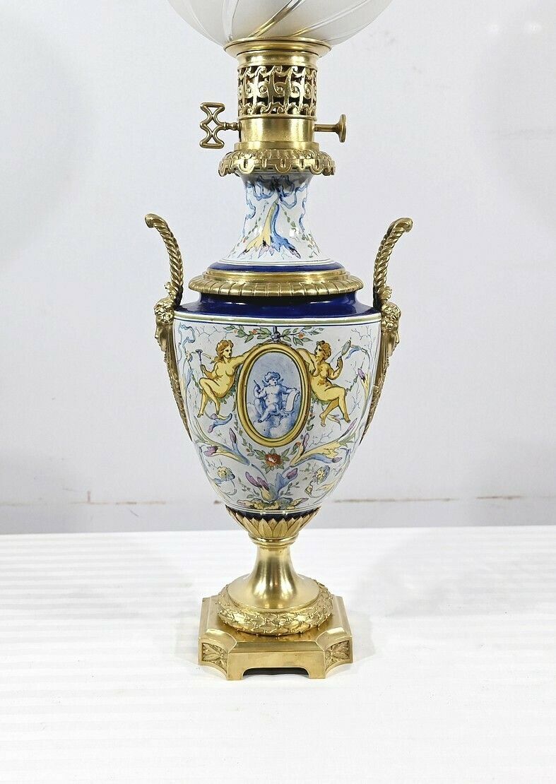 Earthenware Oil Lamp, Napoleon III Period – Mid 19th Century photo 714.354838713