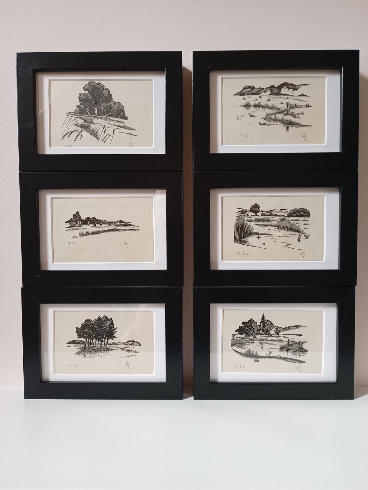 Six Signed Dedicated Modern British Art Wood Engravings By Robert Gibbings C1940's
