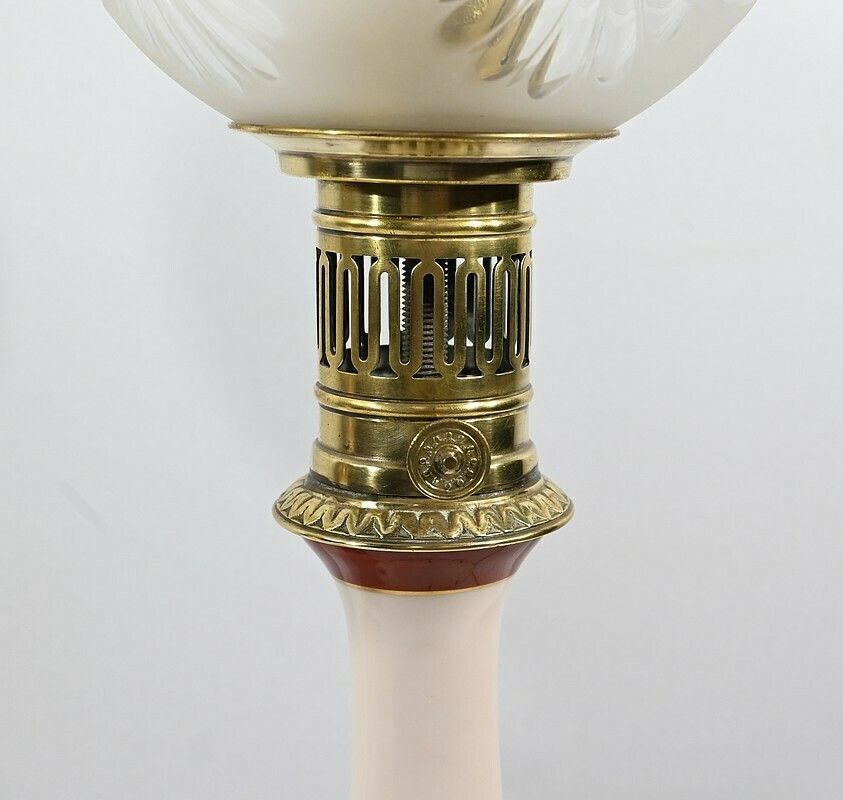 photo vintage Pair Of Porcelain Oil Lamps, Electrified,  Late 19th Century