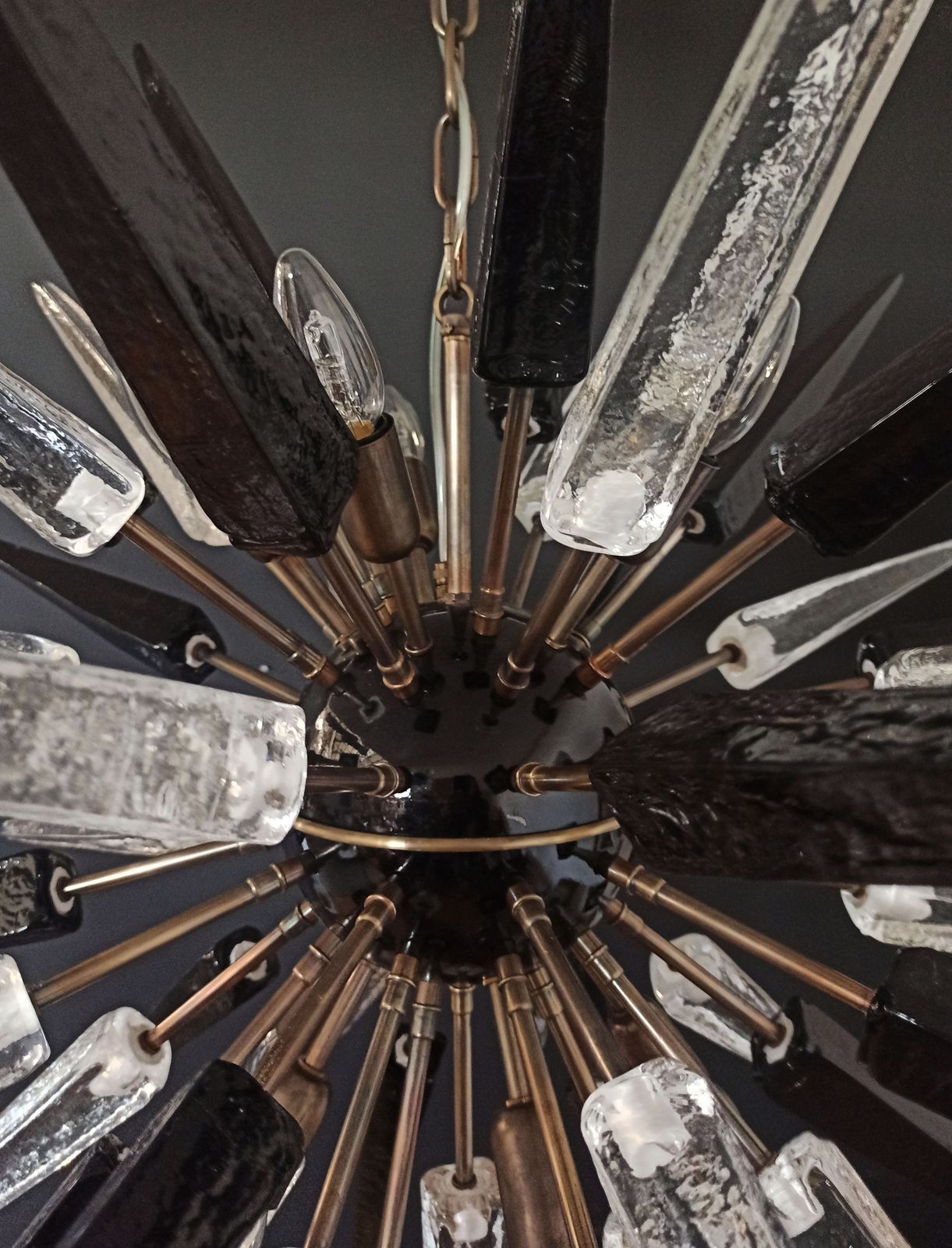 photo buy Exceptional Murano Trasparent And Black Glass Sputnik Chandelier   51 Glasses