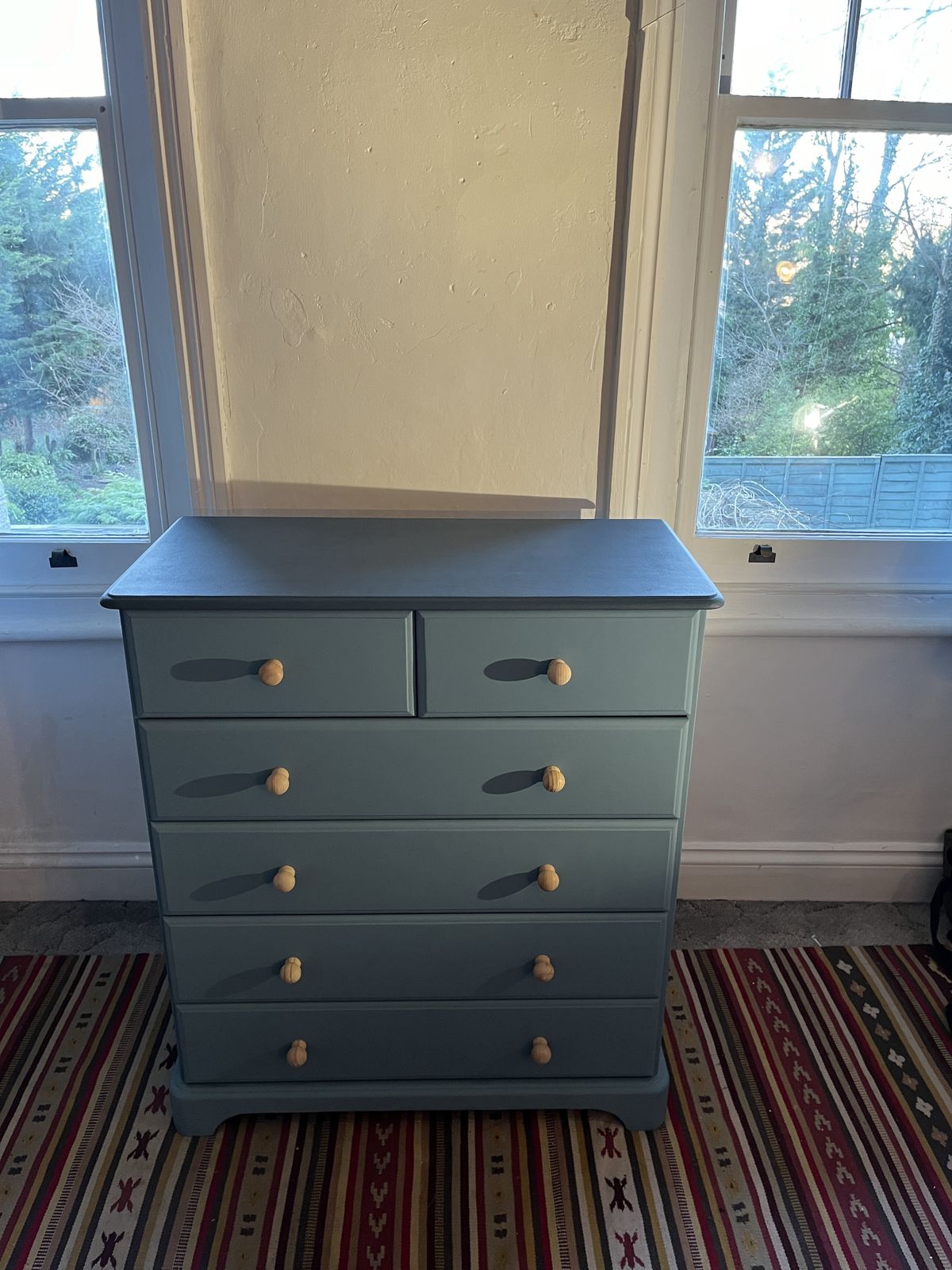 Upcycled Two Tone Blue Chest Of Drawers photo furniture