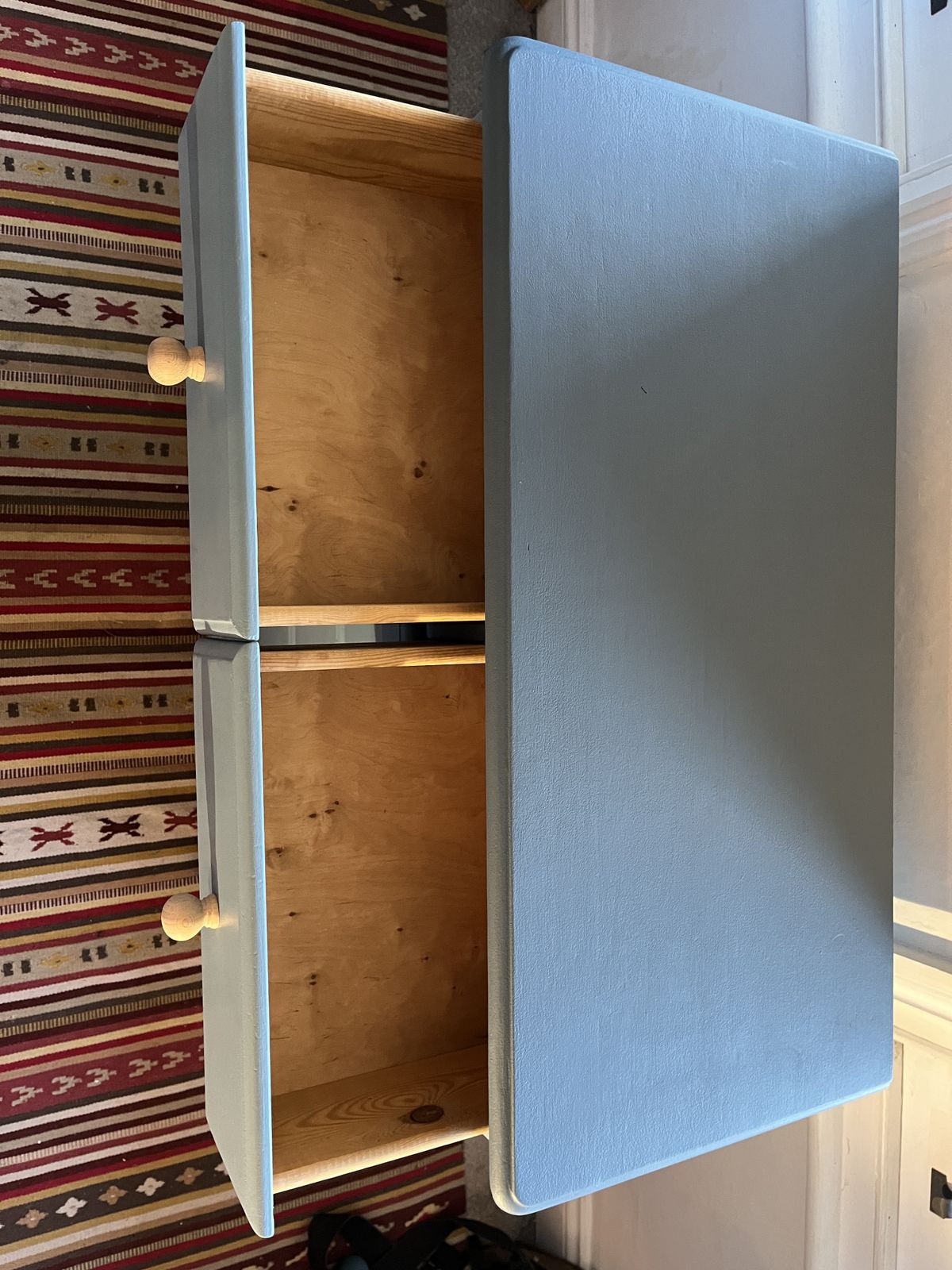 Upcycled Two Tone Blue Chest Of Drawers photo vinterior