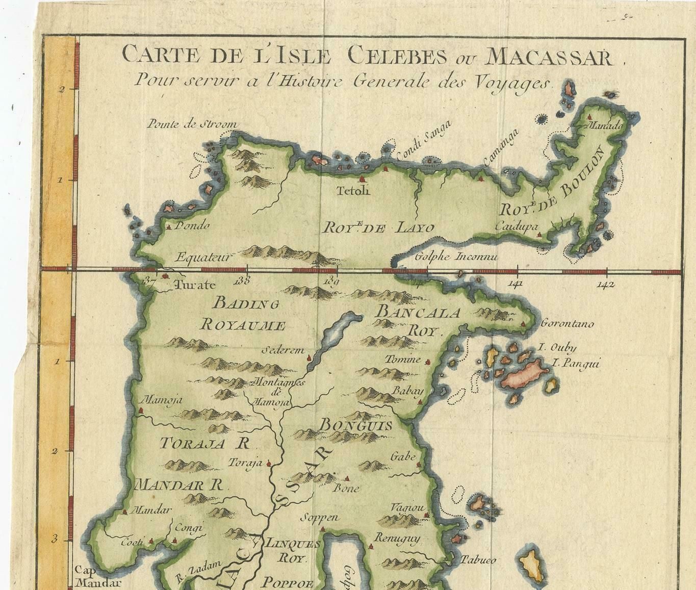 Antique Map Of Celebes 'Sulawesi, Indonesia' By Bellin, Ciarca 1755 photo for sale