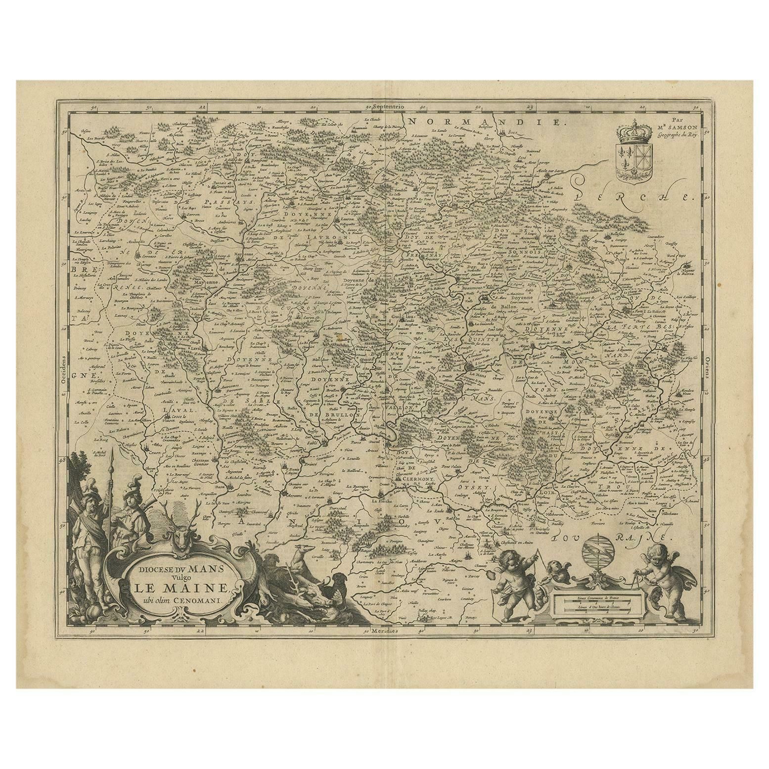 Antique Map Of The Region Of Maine By Janssonius, Circa 1650