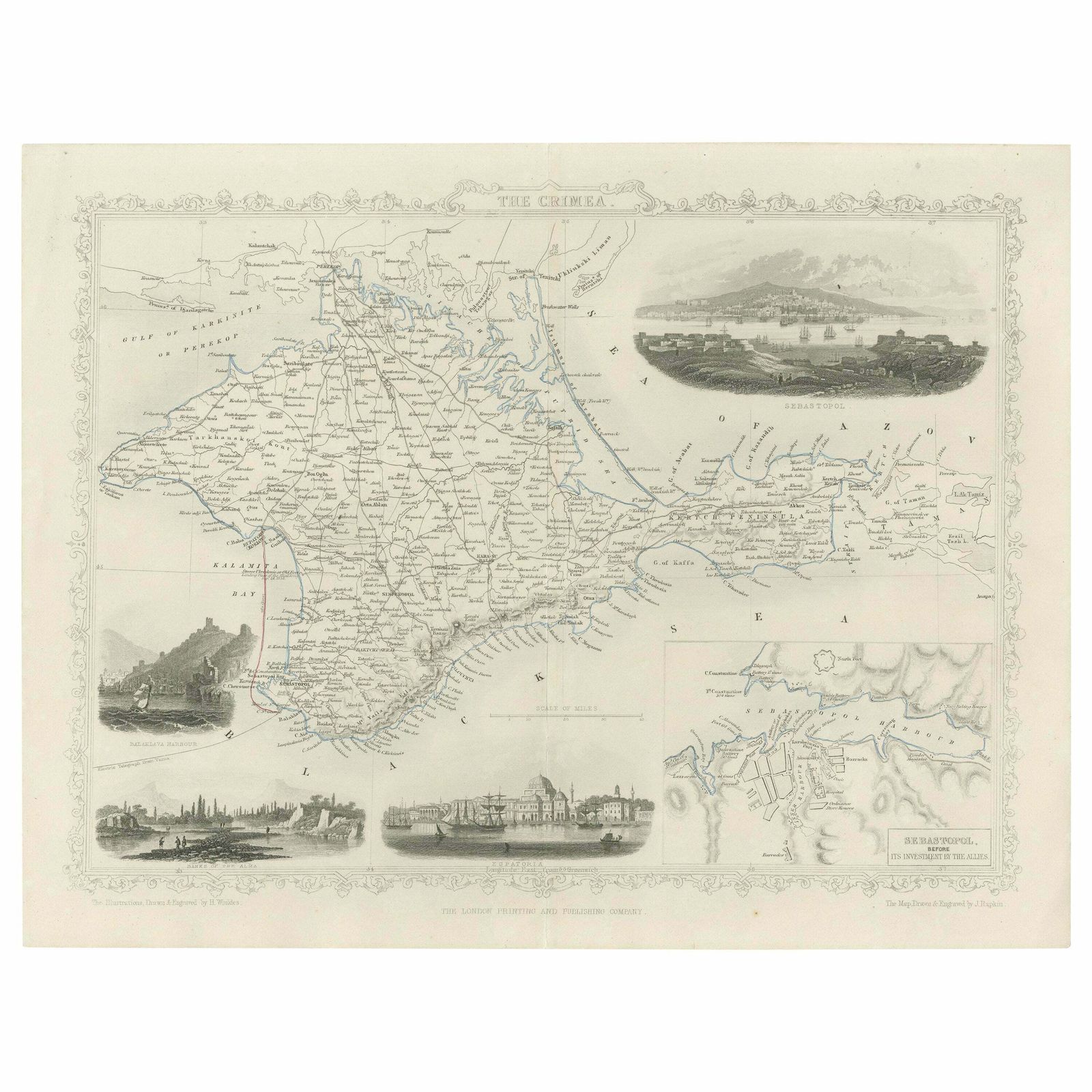Decorative Detailed Map Of The Crimea, With An Inset Map Of Sebastopol, C 1851