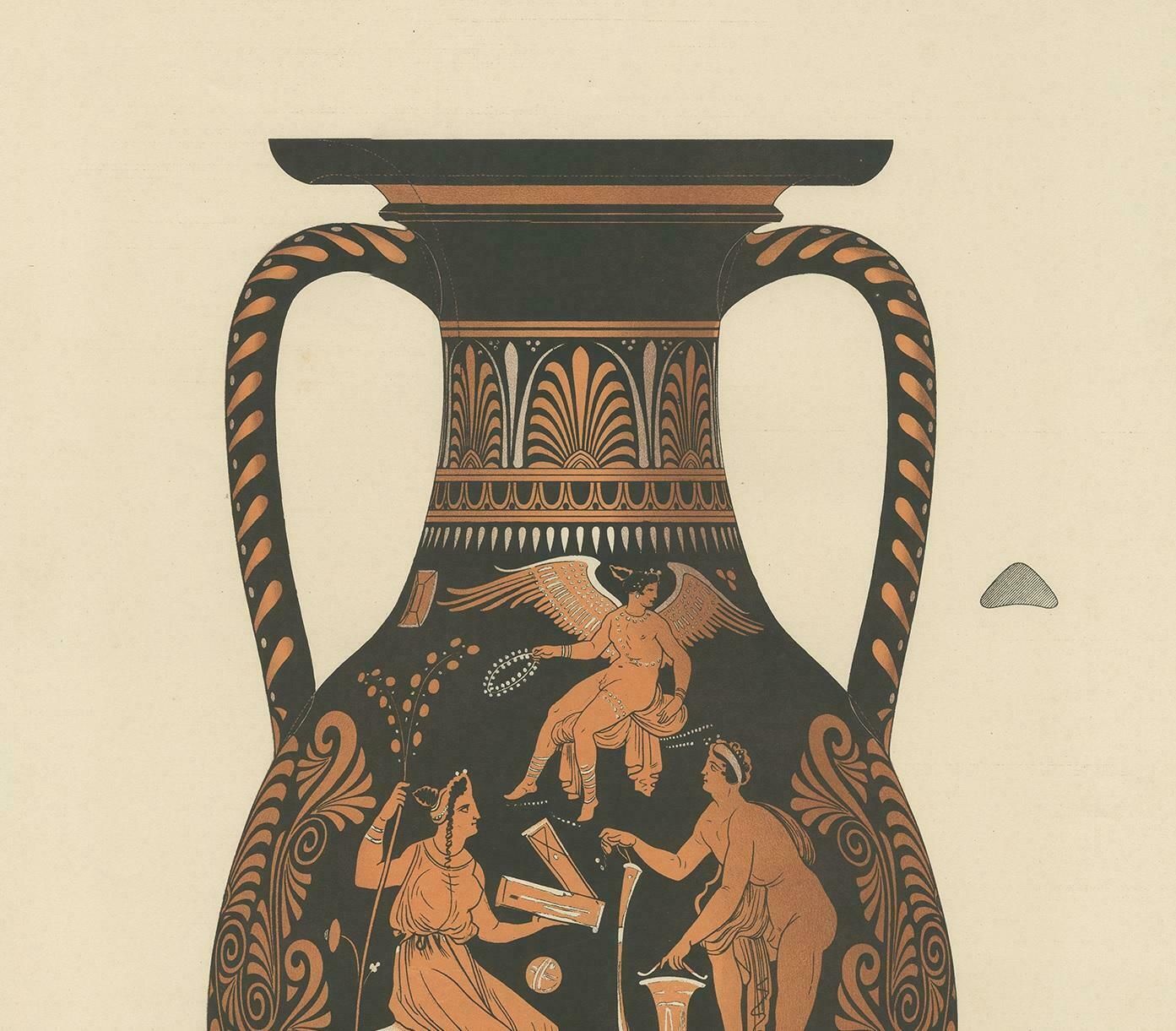 Antique Print Of Greek Ceramics 'Amphora' By Genick, '1883' photo furniture