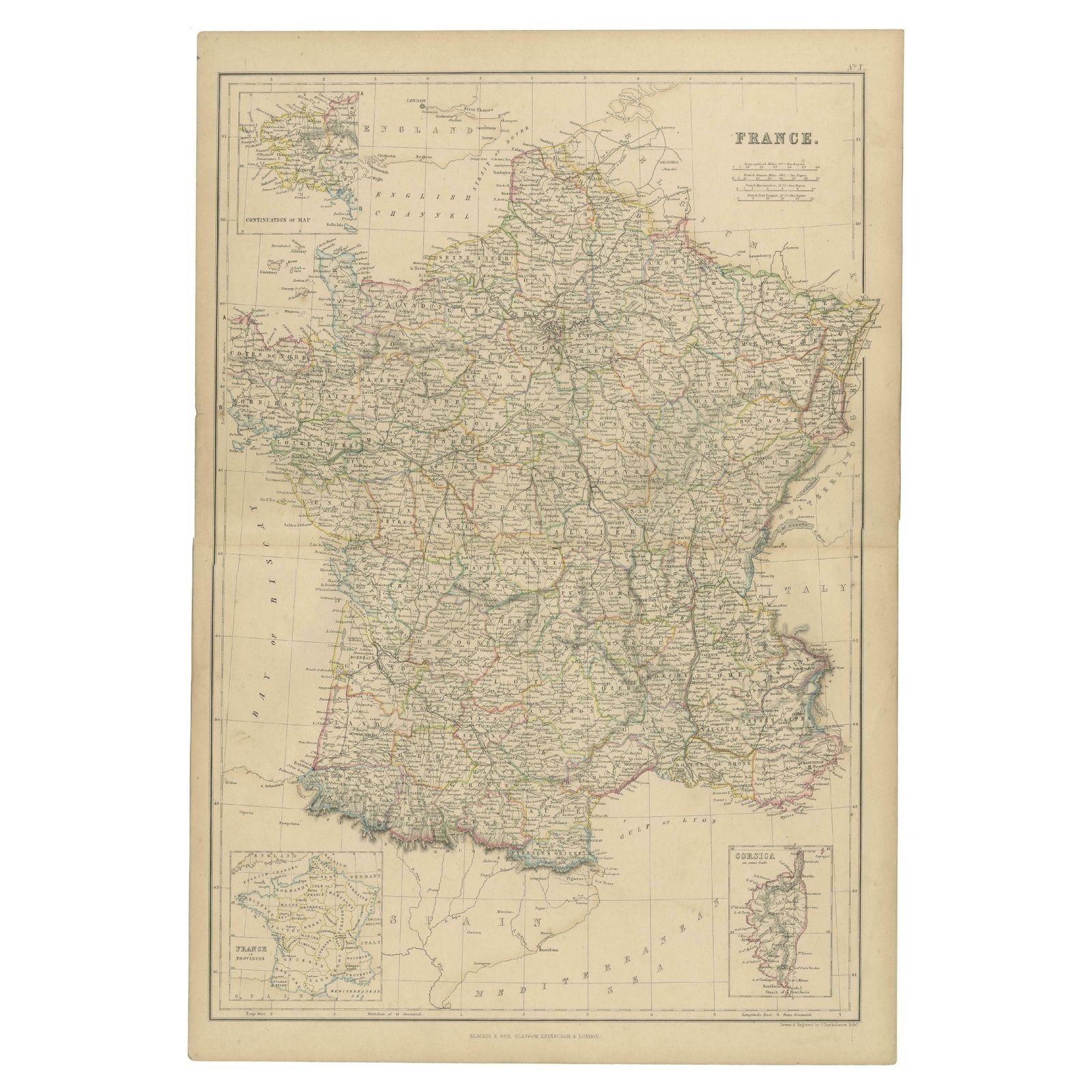 1859 Classic Map Of France: Blackie's Imperial Geographic Masterpiece
