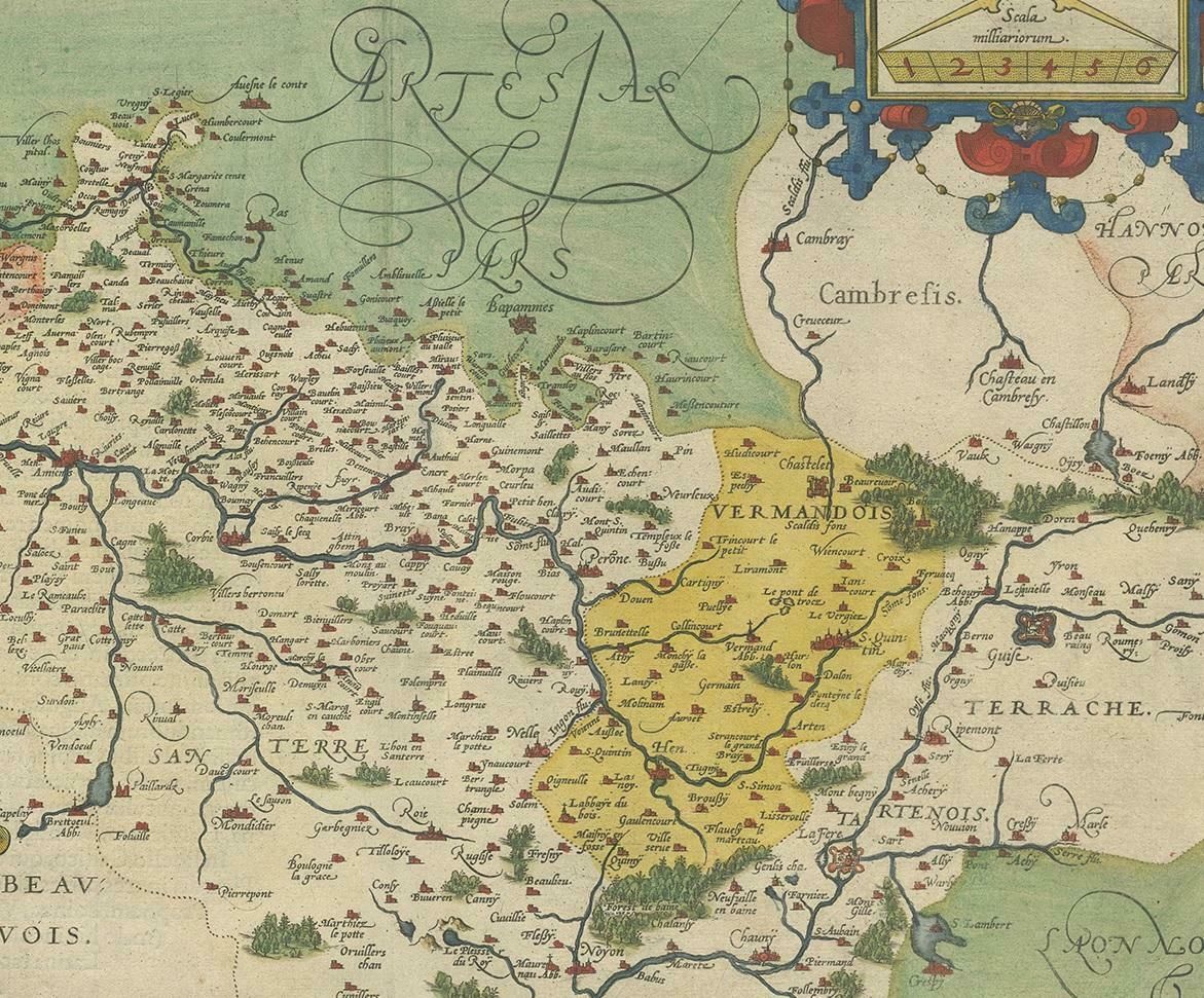 Antique Map Of The Picardy Region Of France By Ortelius, 'Circa 1590' photo for sale