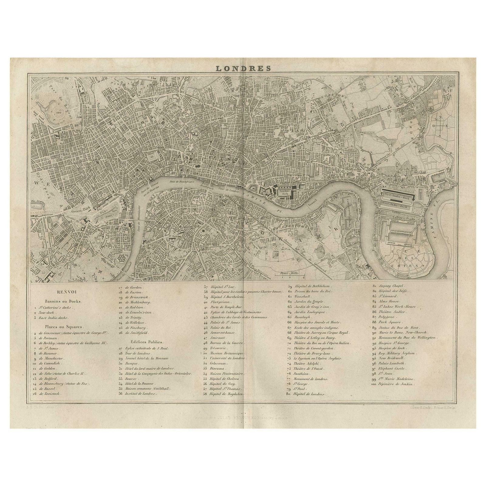 Antique Map Of The City Of London By Balbi '1847'