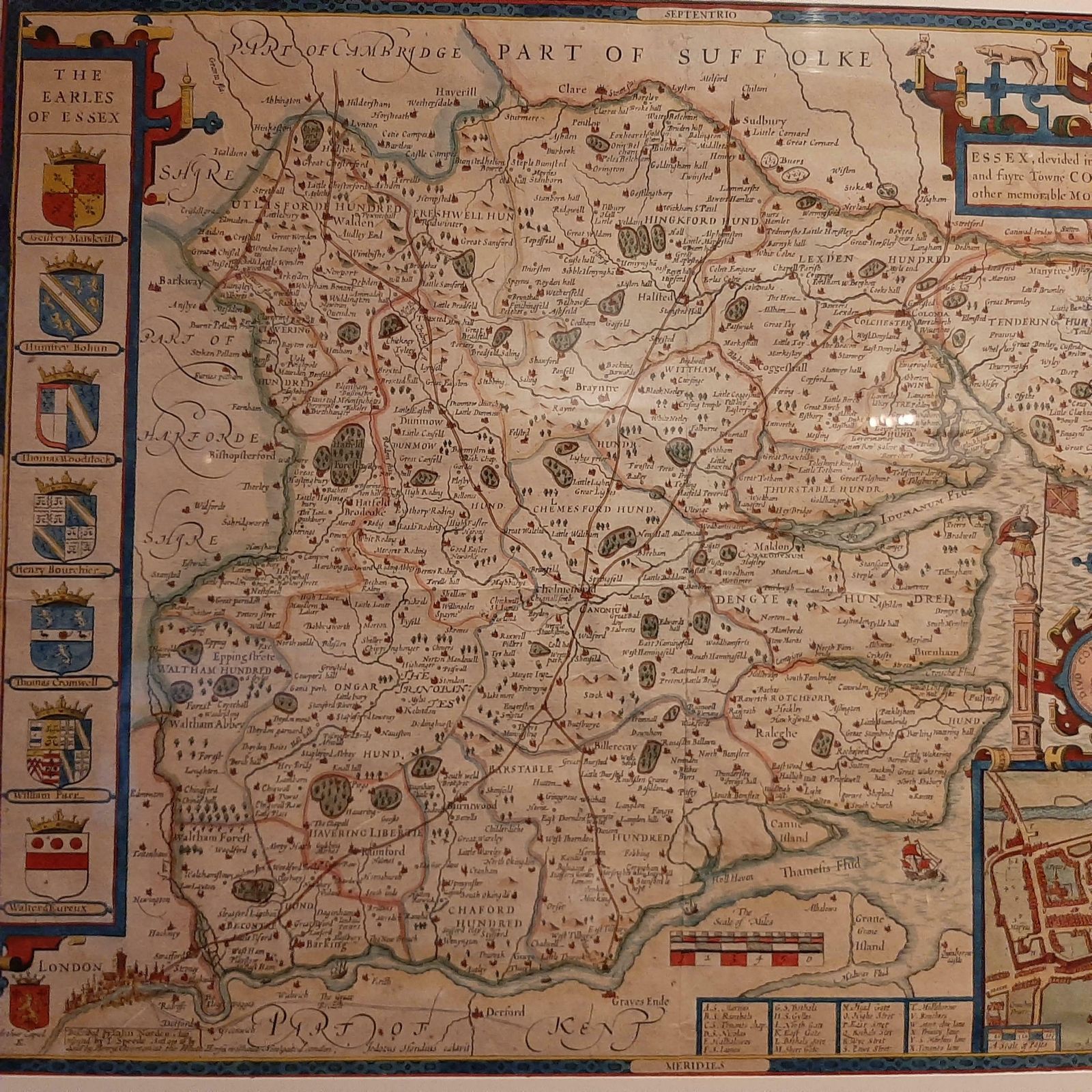 Antique Map Of Essex By Overton, Circa 1710 photo furniture
