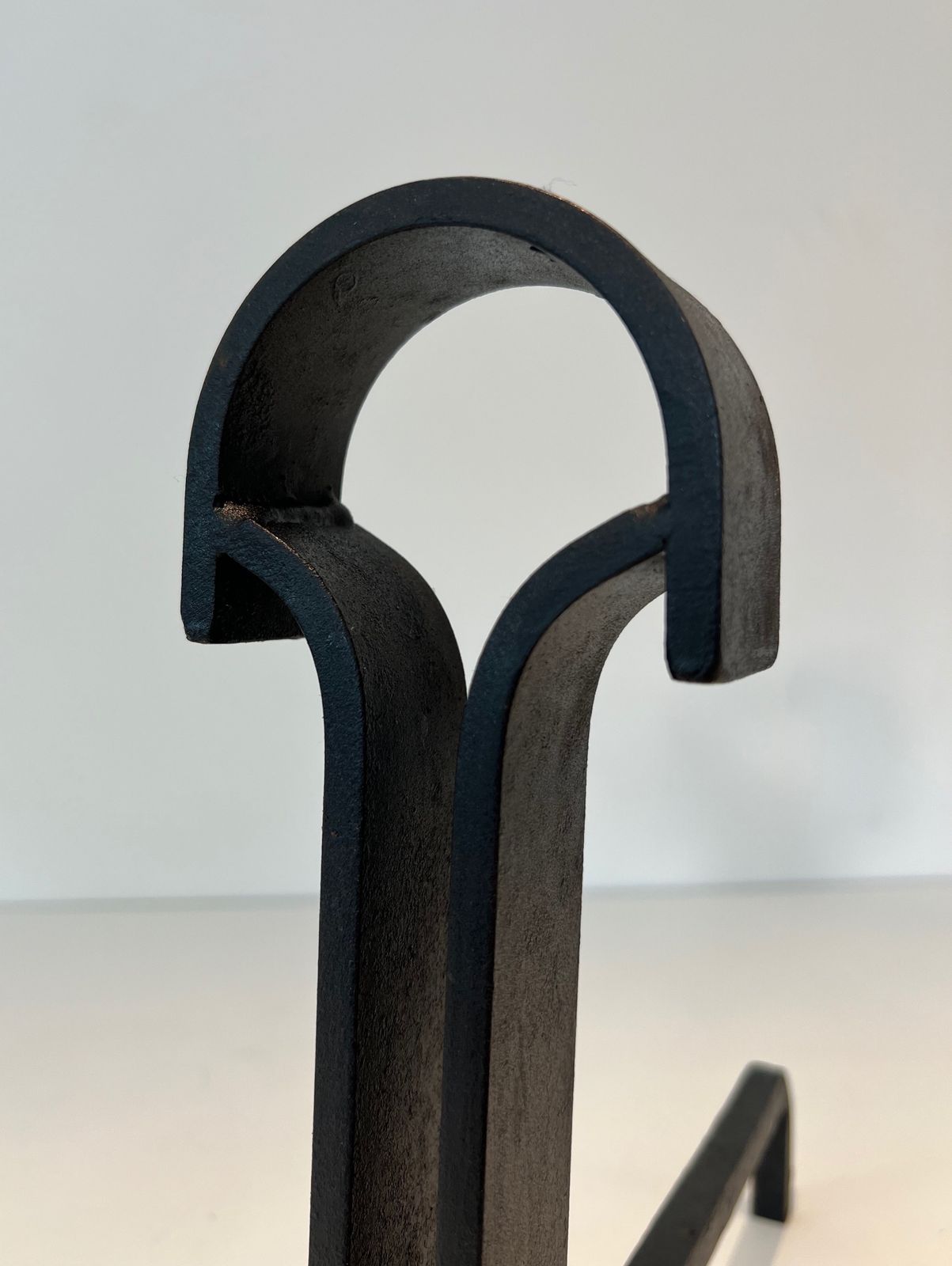 photo furniture Pair Of Modernist Wrought Iron Andirons