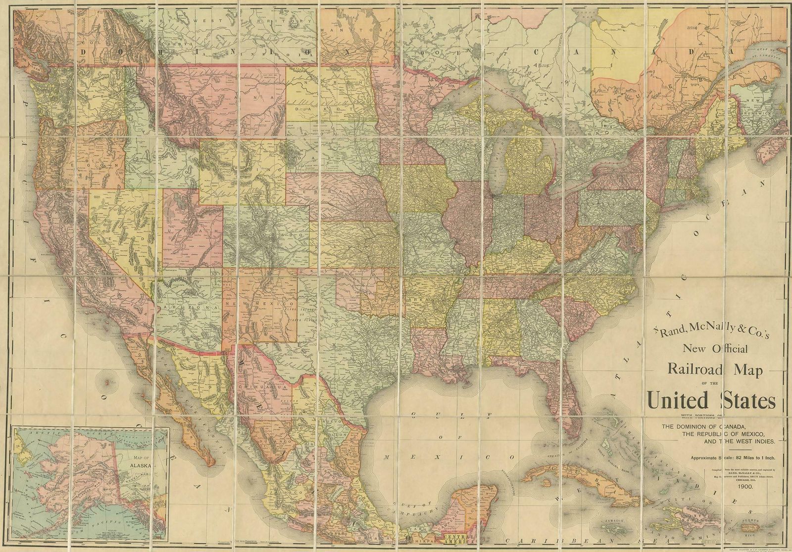 Antique Railroad Map Of The United States By Rand, Mcnally & Co, 1900 photo furniture