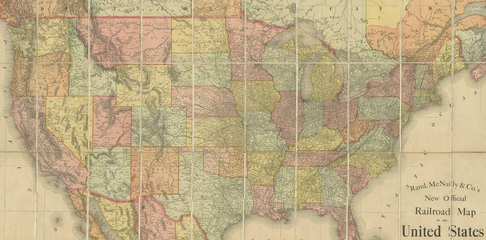 Antique Railroad Map Of The United States By Rand, Mcnally & Co, 1900 photo for sale