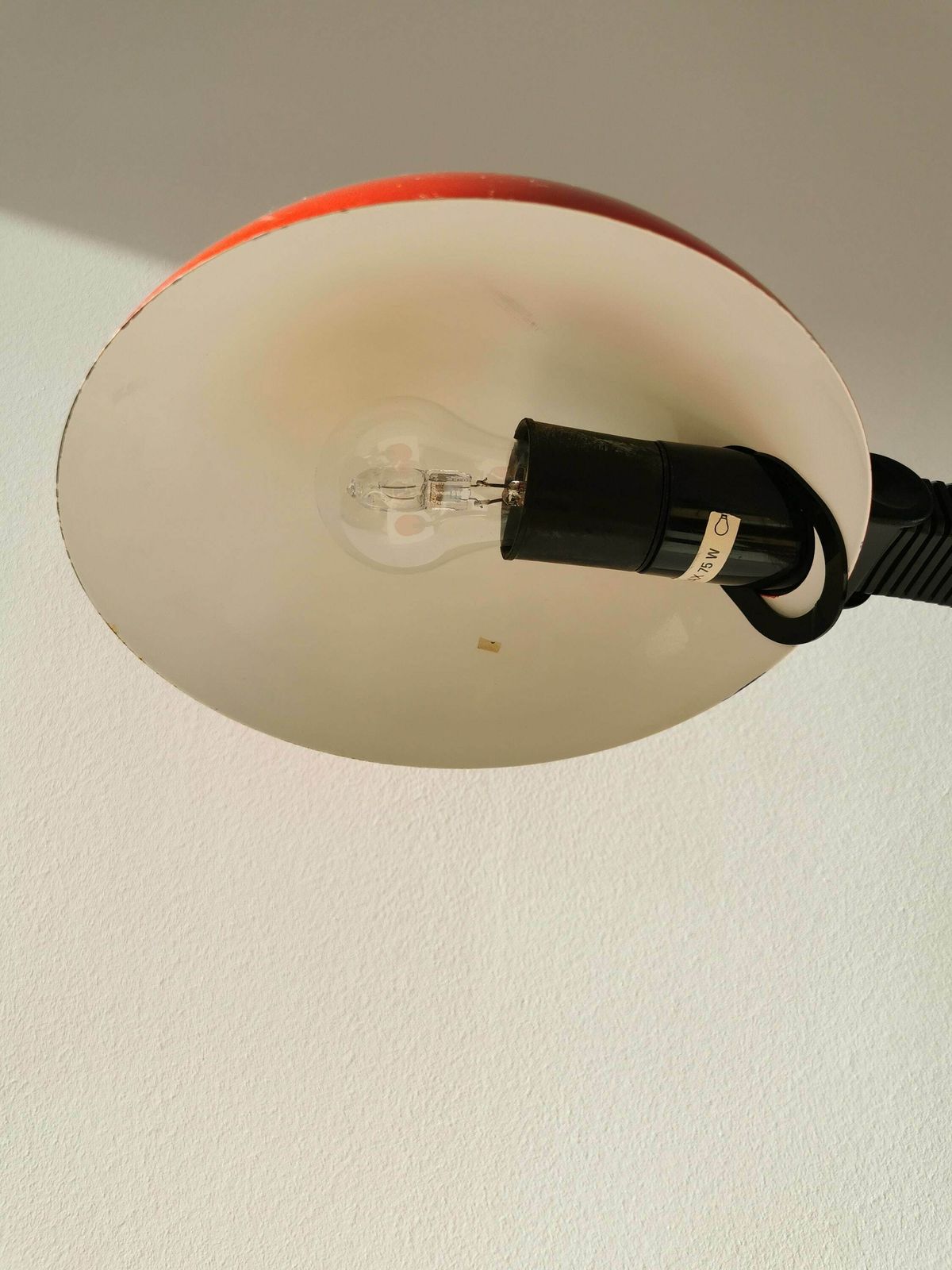 Vintage Red Desk Lamp With Snake Neck / Retro Mid Century Oslo Table Light / 1980s Metal Lamp Plastic Adjustable Neck photo for sale