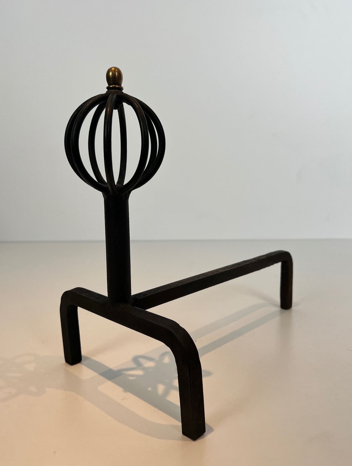 photo furniture Pair Of Wrought Iron Andirons In The Taste Of Jean Royère