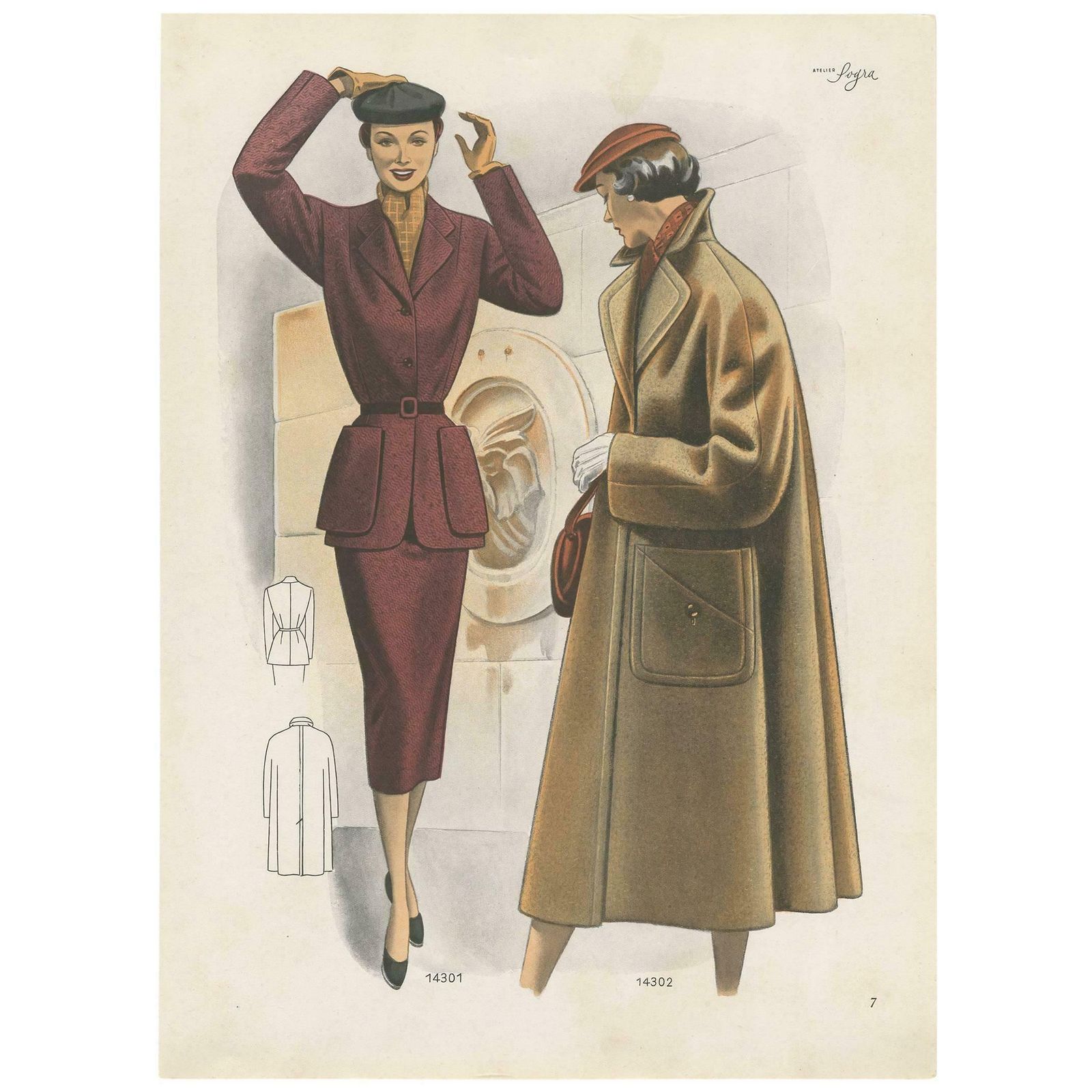 Decorative Vintage Fashion Print Published In Ladies‘ Styles, 1952